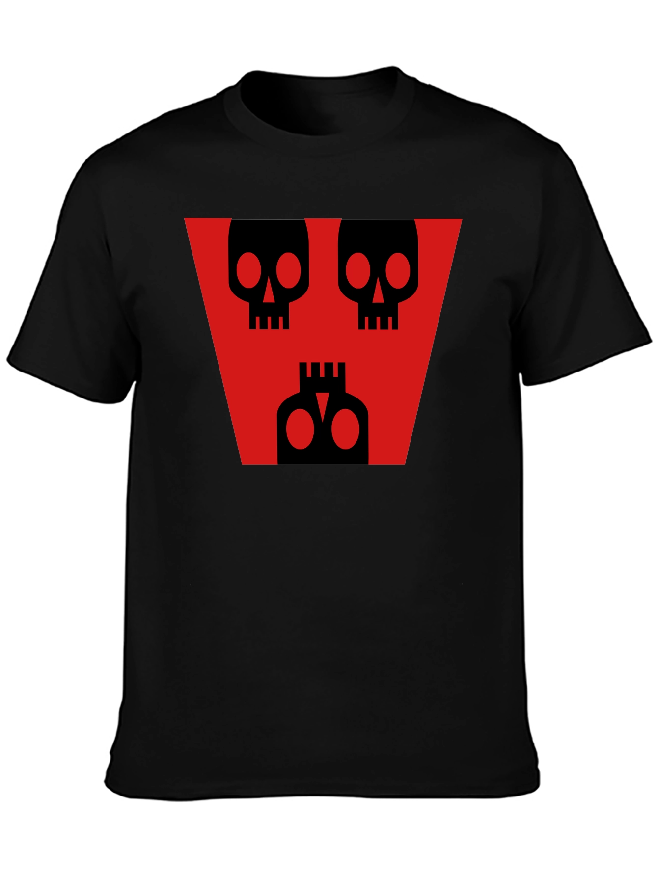 Skull Graphic Tee - Black Shirt Red Design