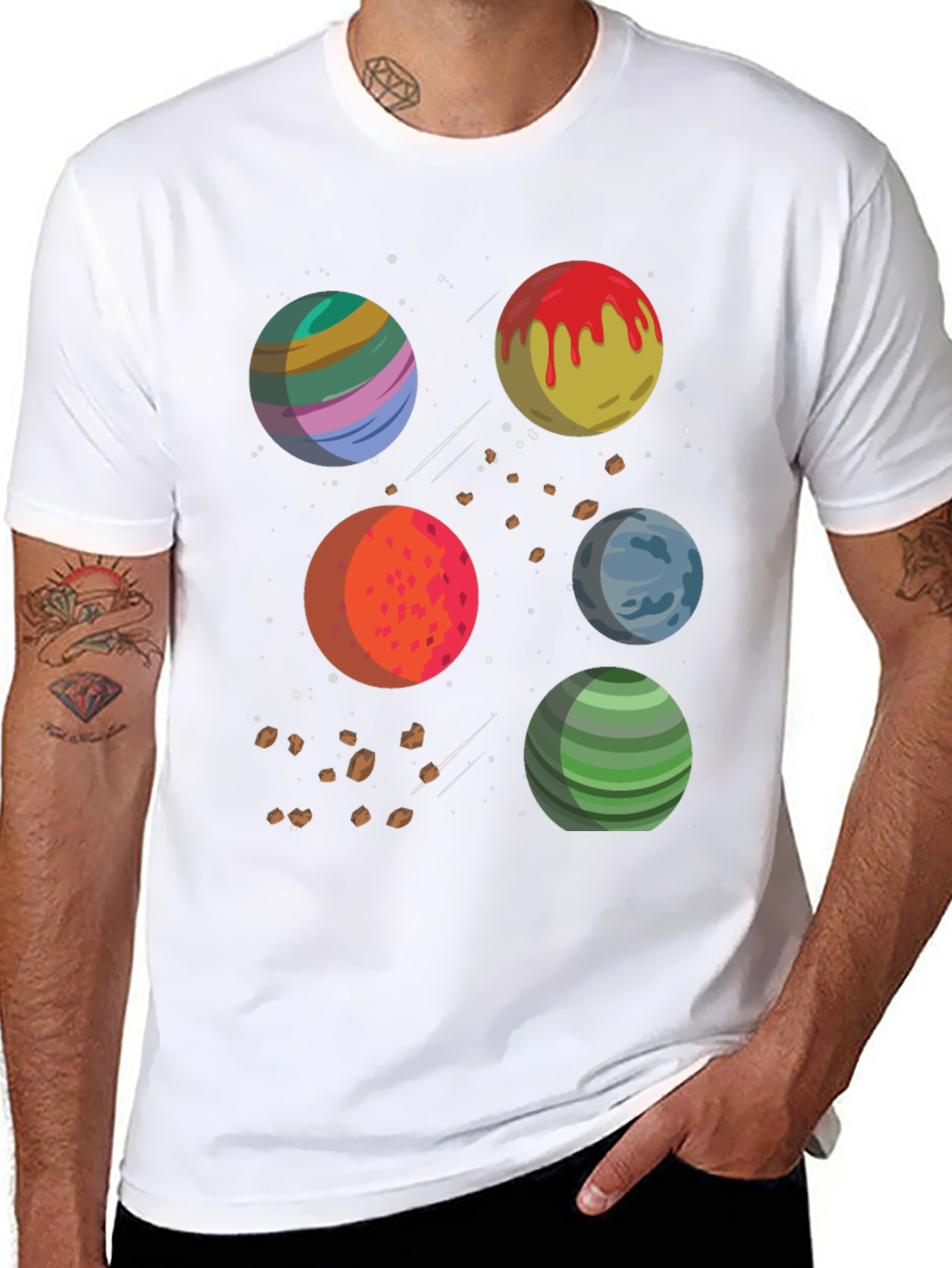Planetary Graphic Tee - Stylish Space Design