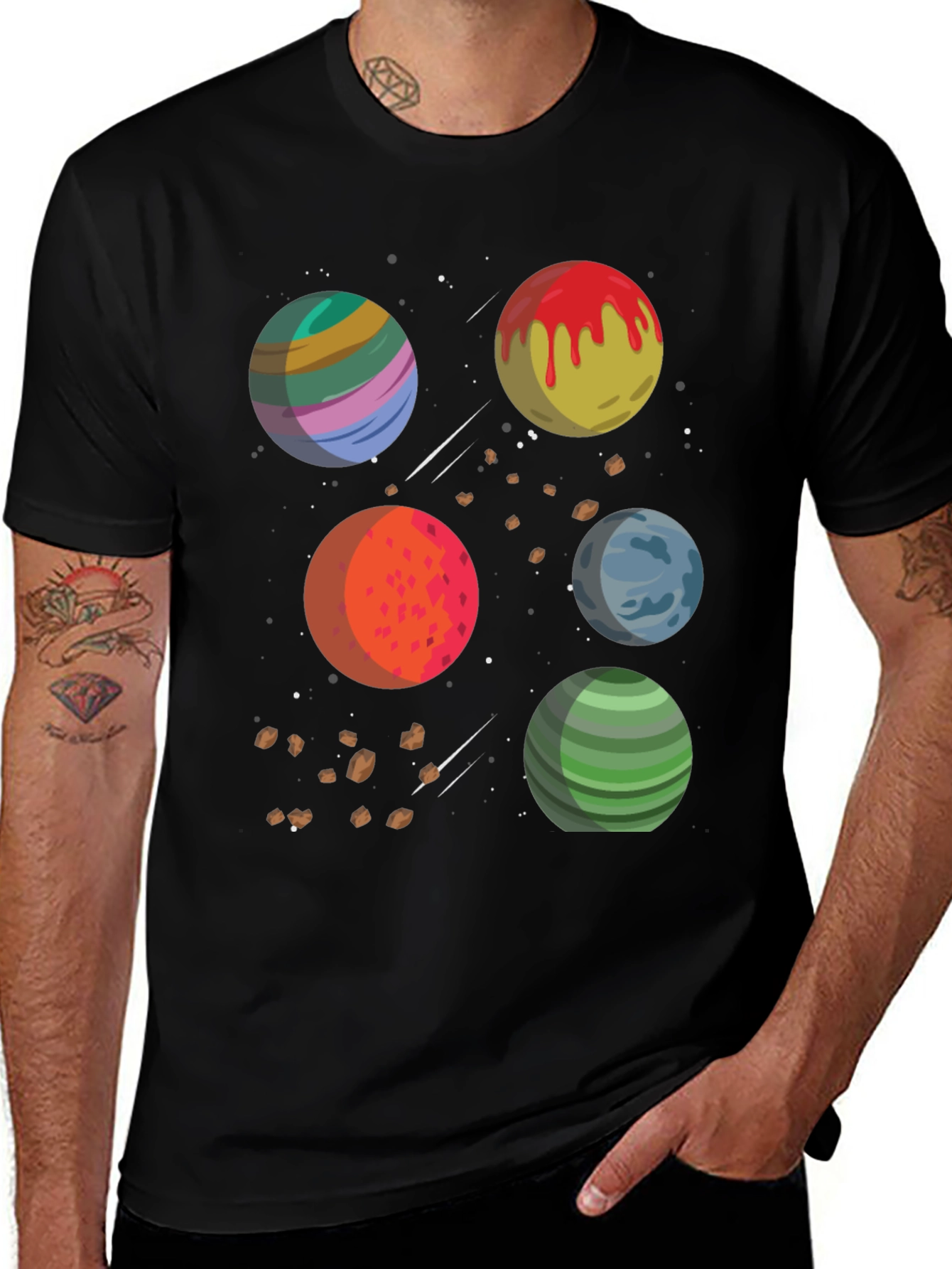 Planetary Graphic Tee - Stylish Space Design