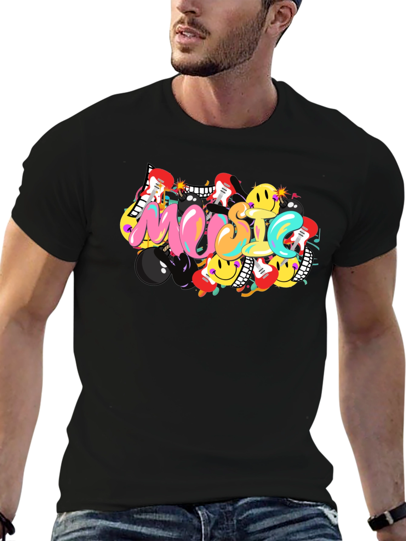 Music Inspired Graphic Tee - Black