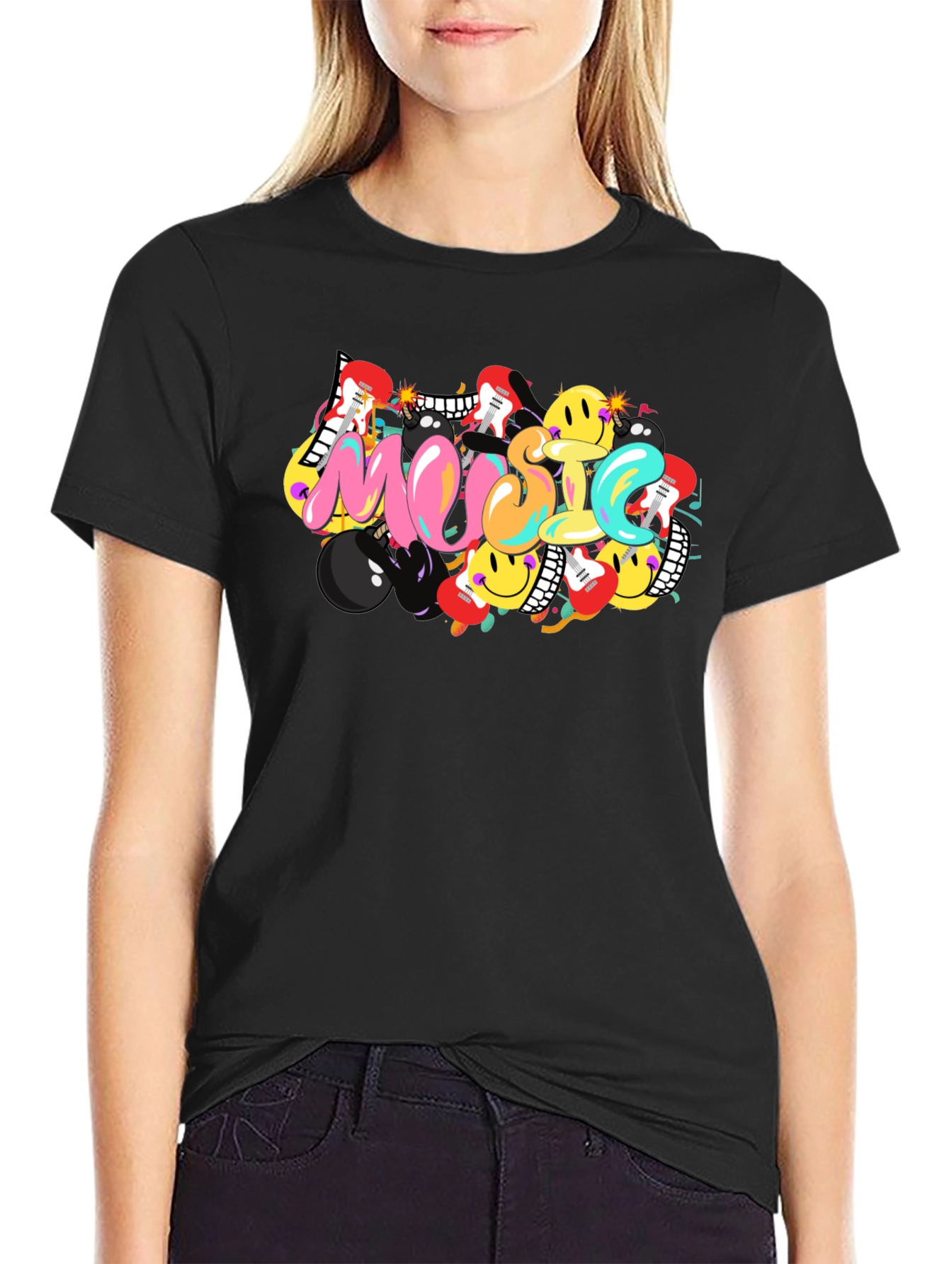 Music Inspired Graphic Tee - Black