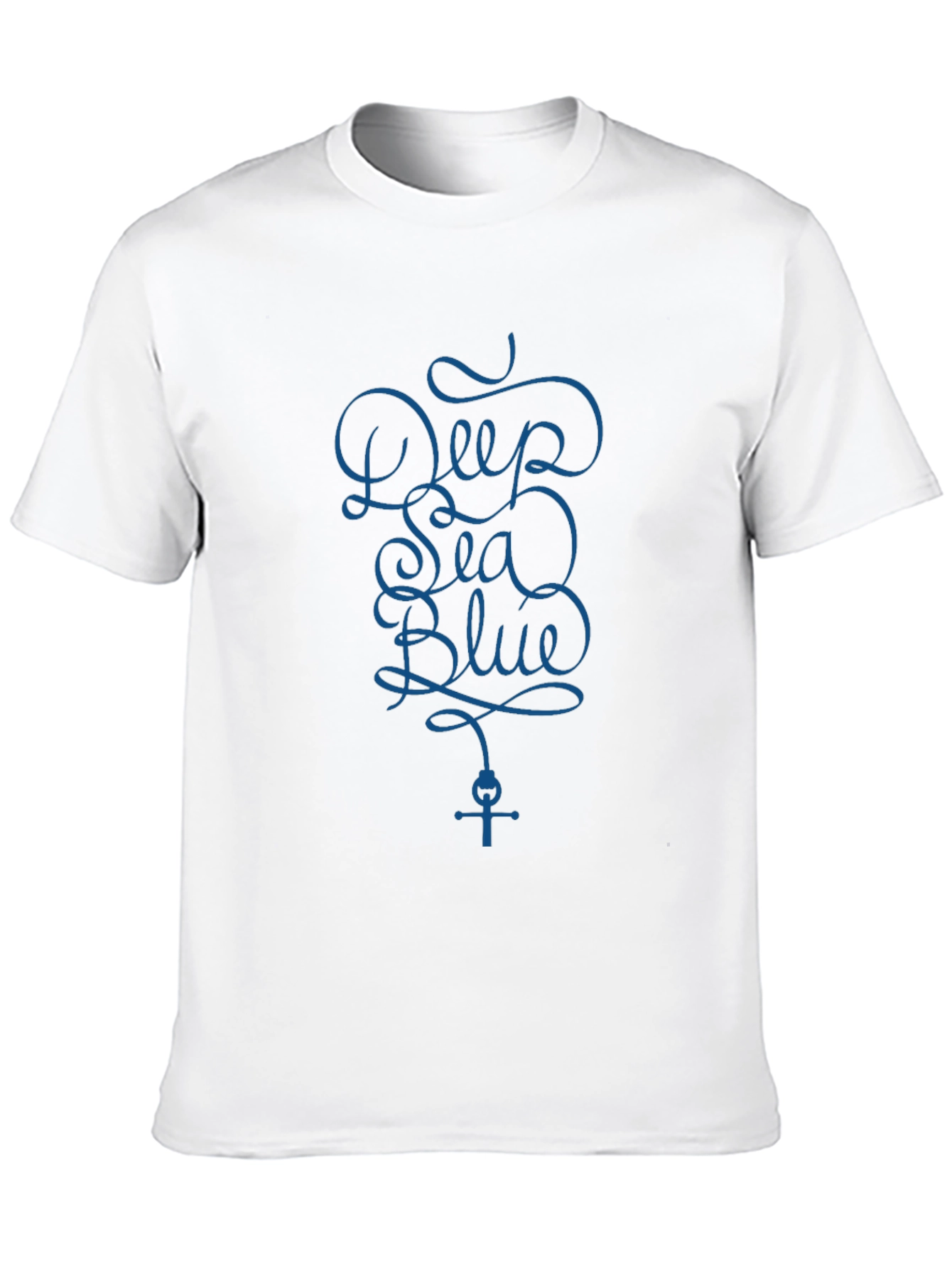 Deep Sea Blue Graphic Print Black T-Shirt