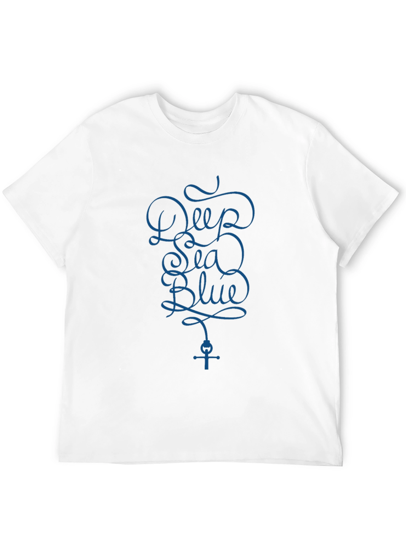 Deep Sea Blue Graphic Print Black T-Shirt
