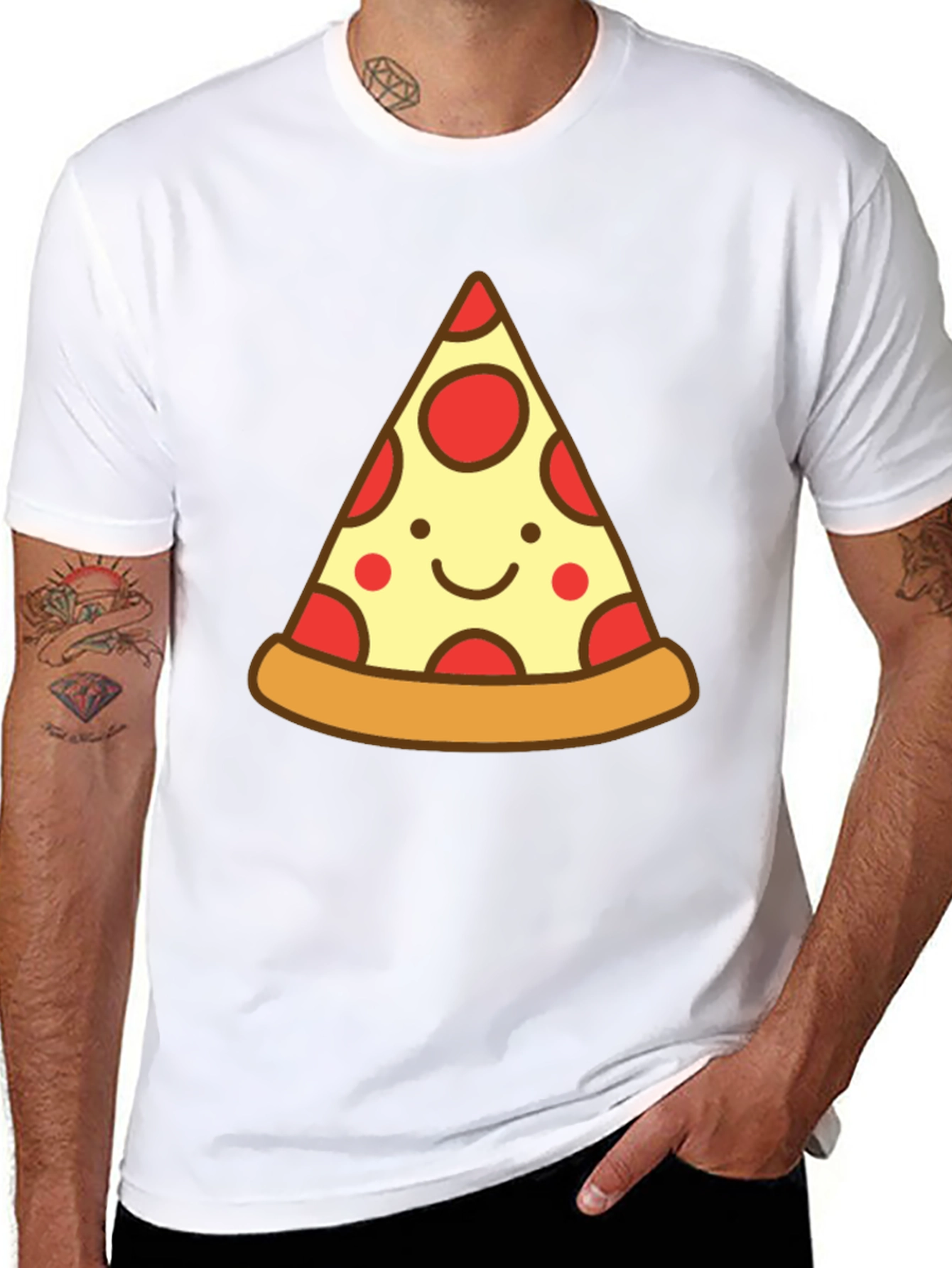 Cute Pizza Slice Graphic Tee - Unisex Black T-Shirt