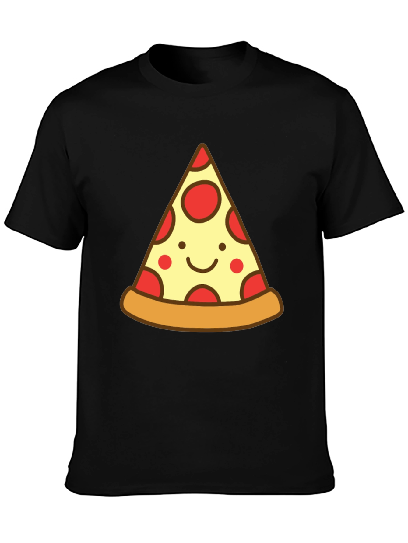 Cute Pizza Slice Graphic Tee - Unisex Black T-Shirt