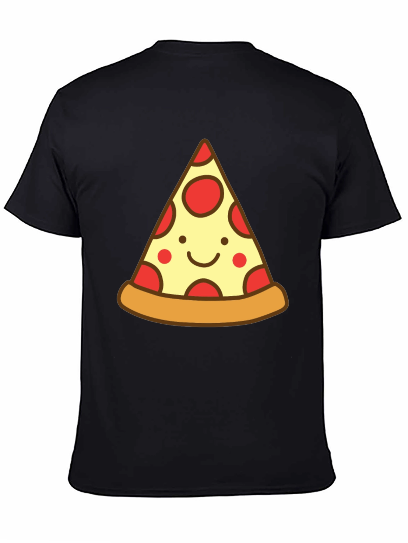 Cute Pizza Slice Graphic Tee - Unisex Black T-Shirt