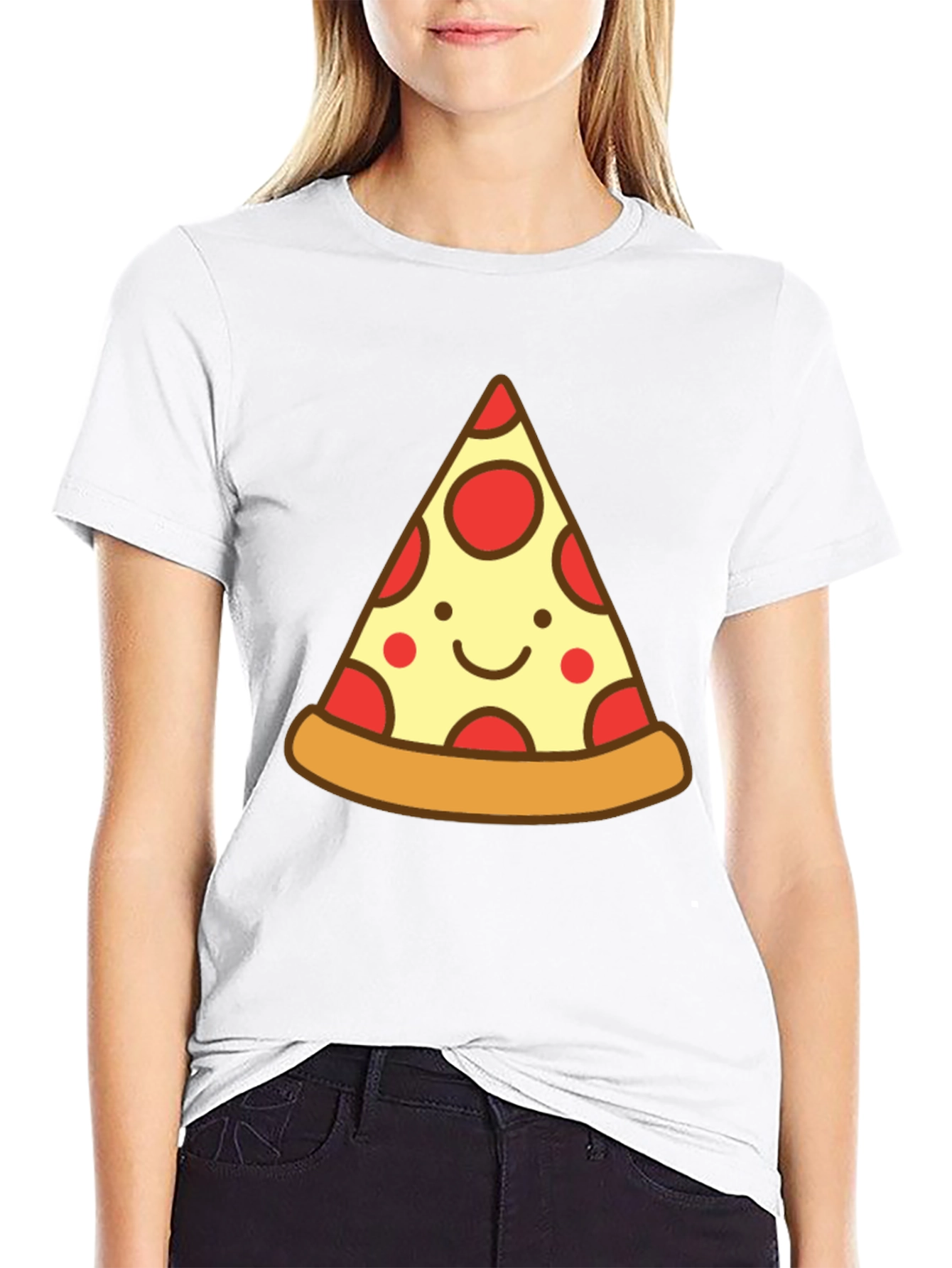 Cute Pizza Slice Graphic Tee - Unisex Black T-Shirt