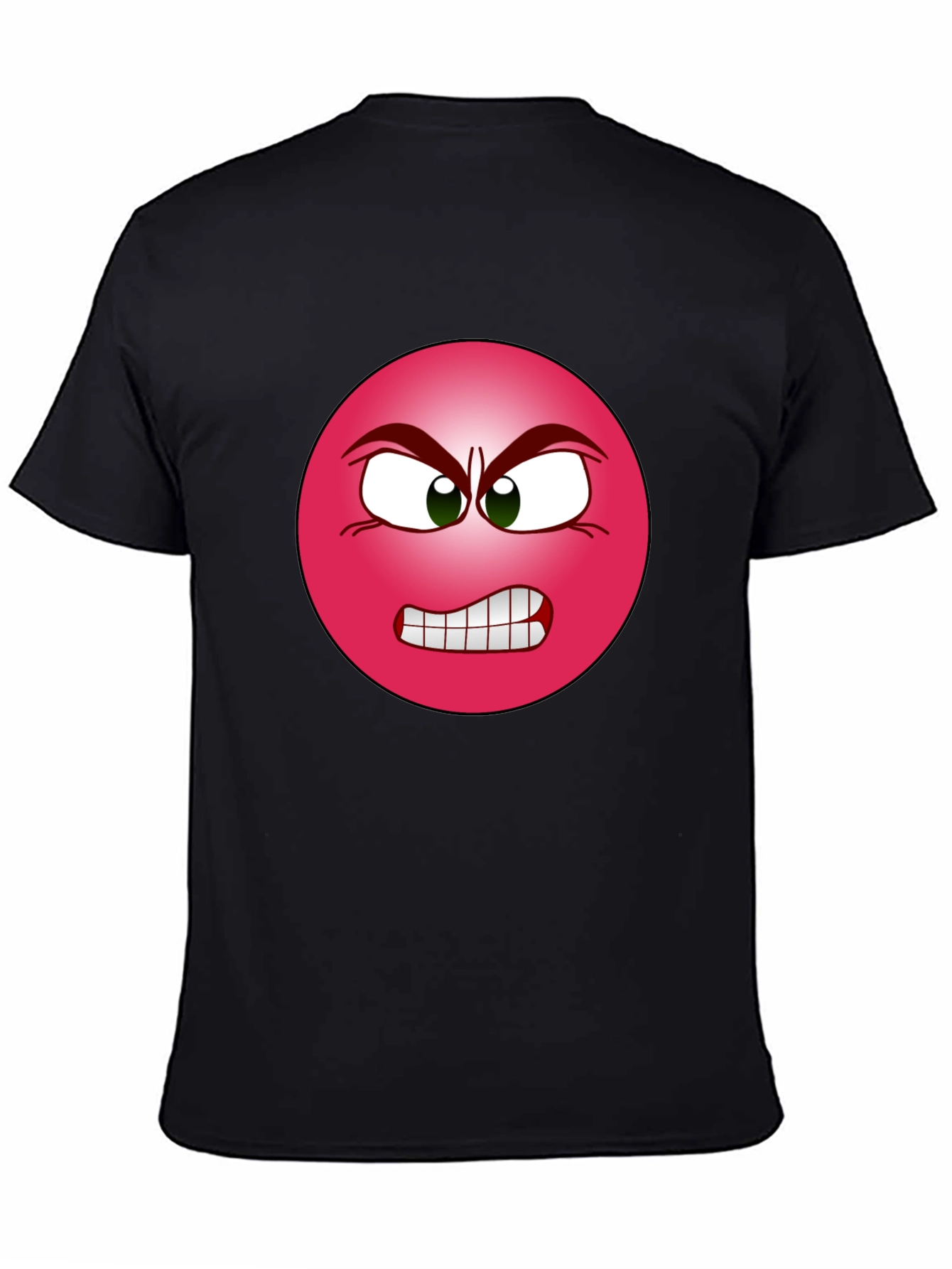 Angry Emoji Graphic Tee - Black Cotton T-Shirt