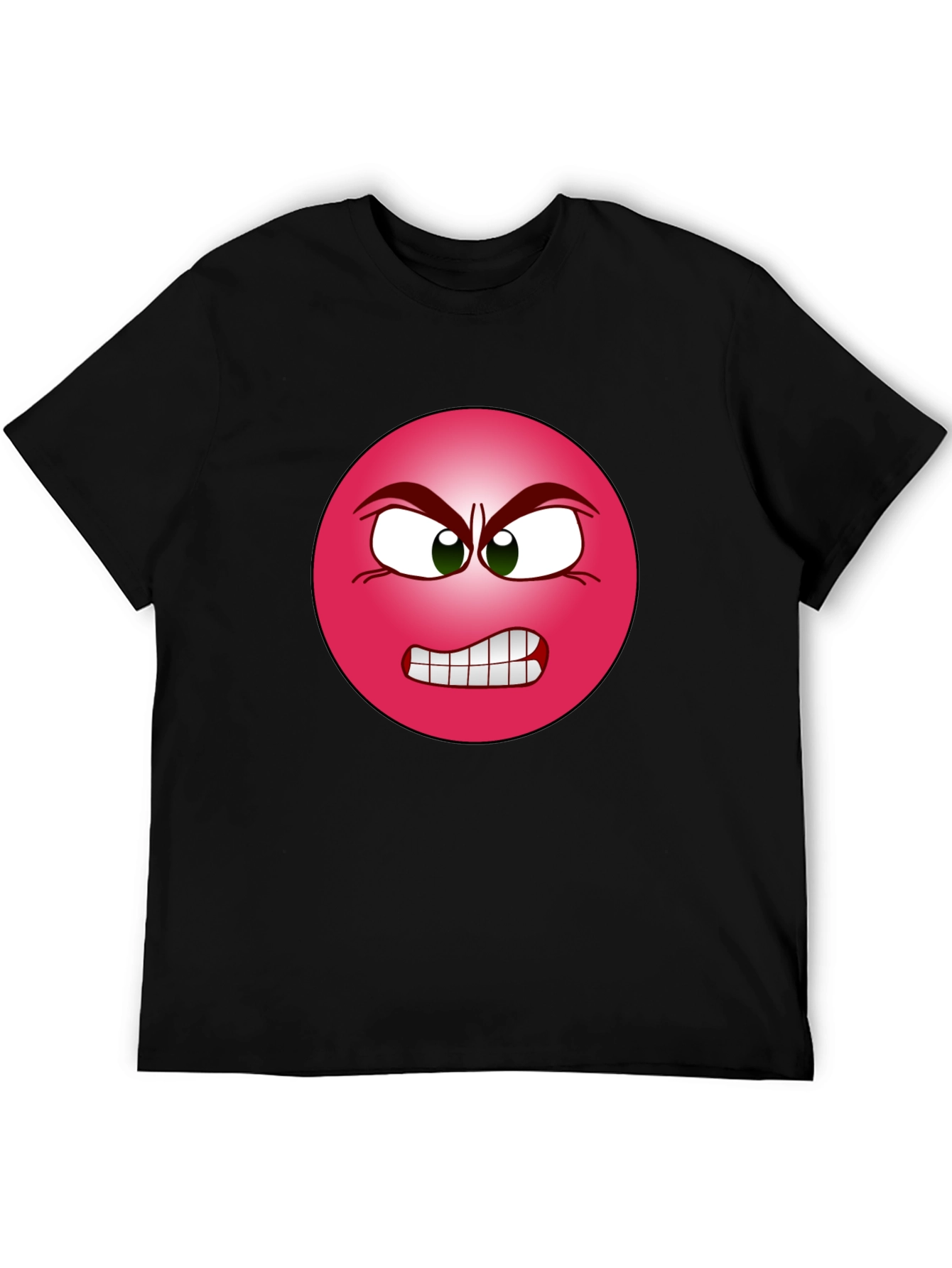 Angry Emoji Graphic Tee - Black Cotton T-Shirt