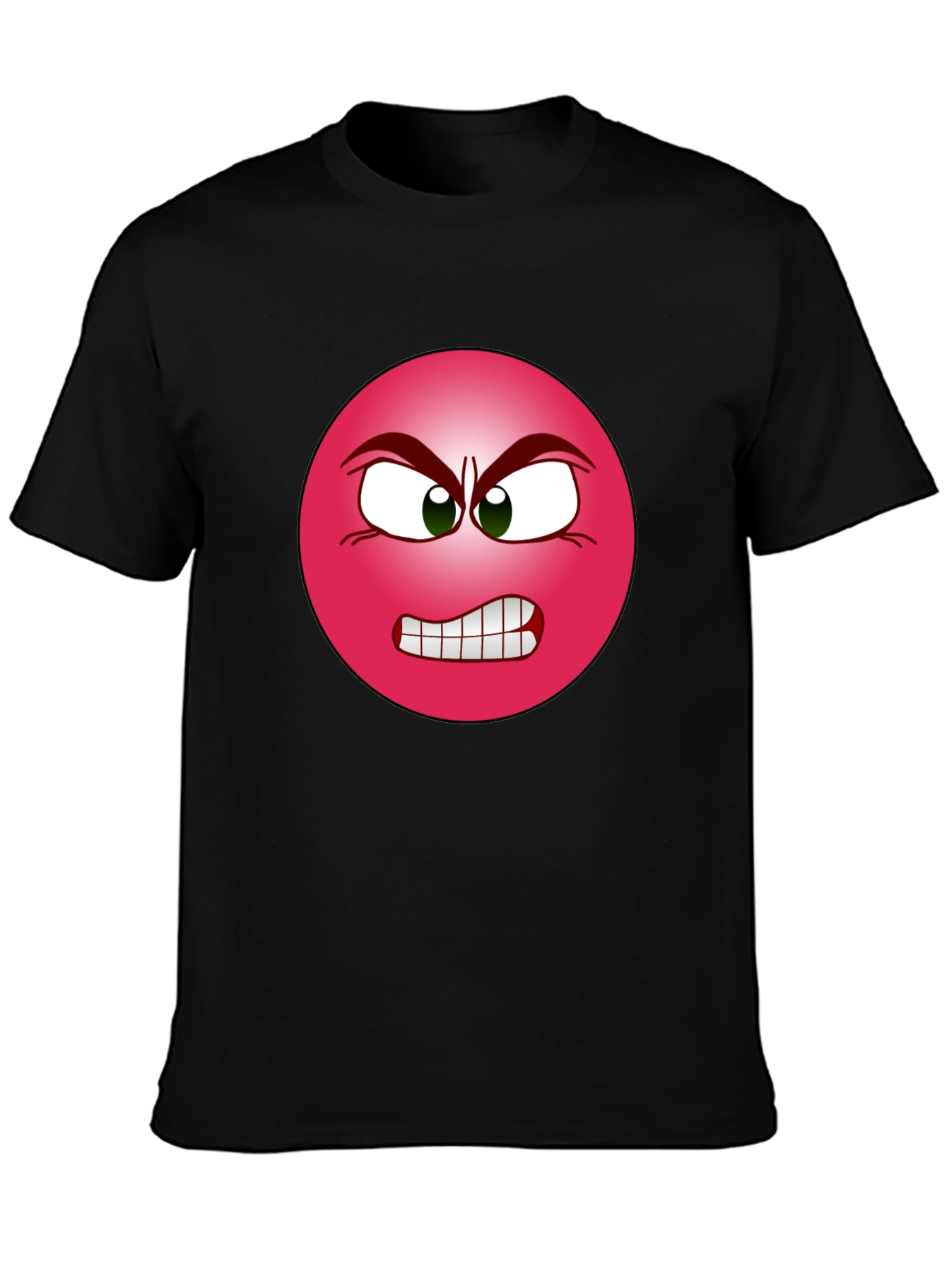 Angry Emoji Graphic Tee - Black Cotton T-Shirt
