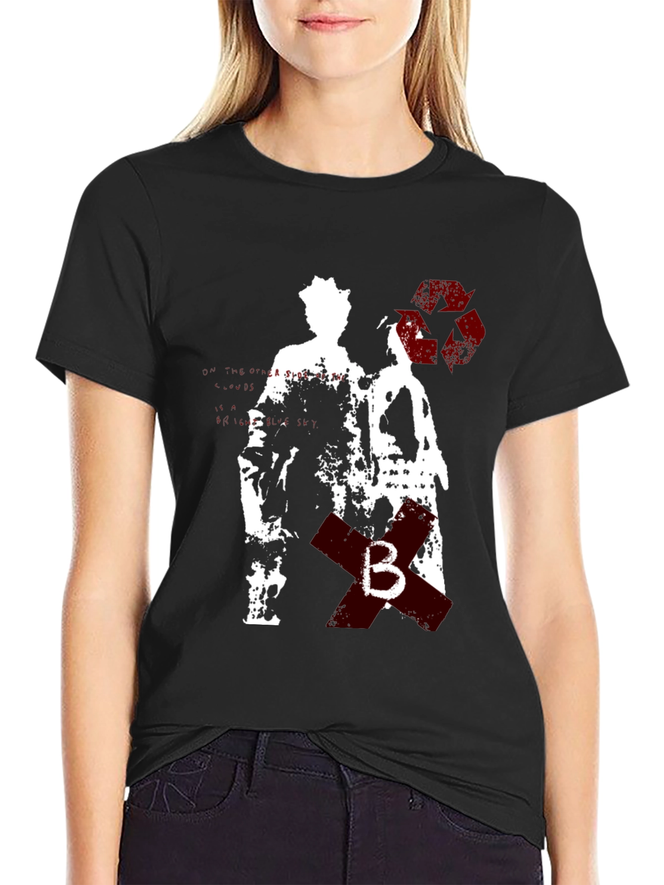Grunge Style Graphic Tee - Black