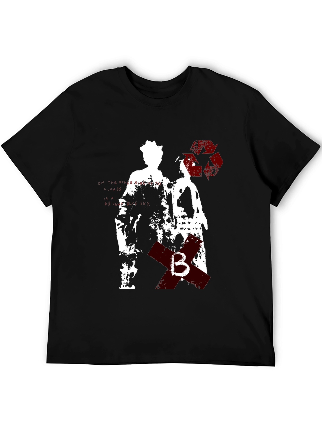 Grunge Style Graphic Tee - Black