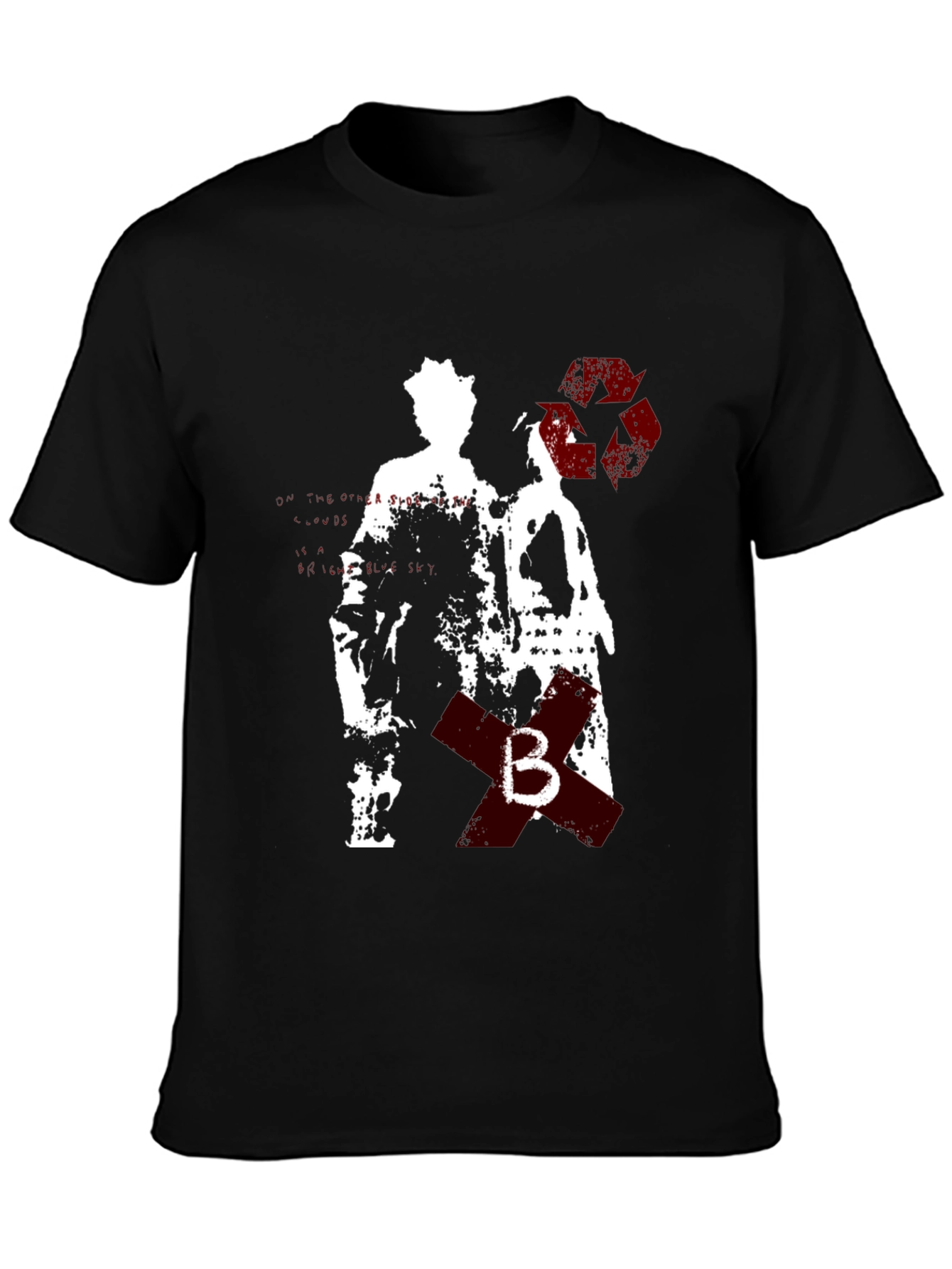 Grunge Style Graphic Tee - Black