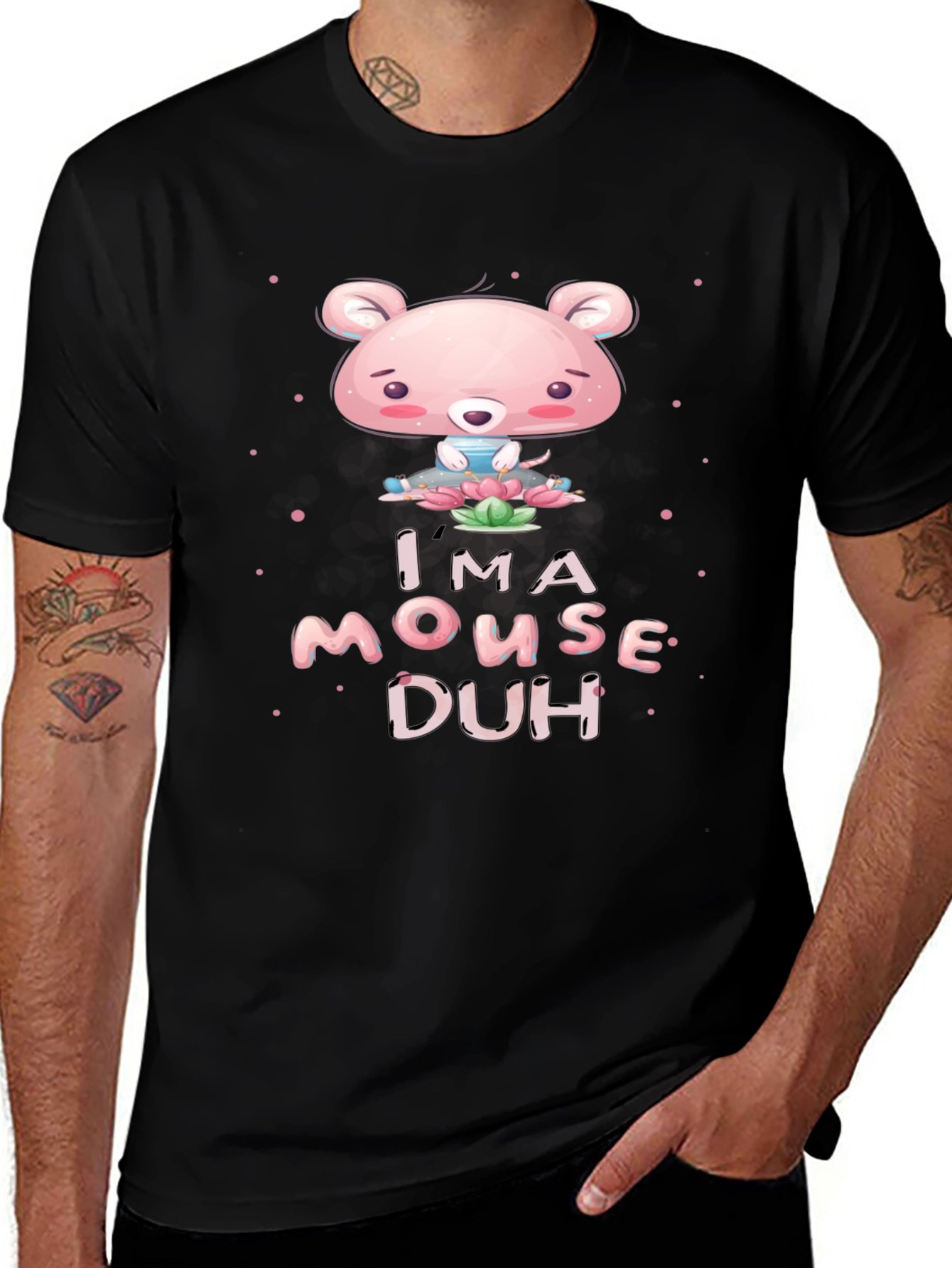 Im A Mouse Duh! Black Graphic T-Shirt