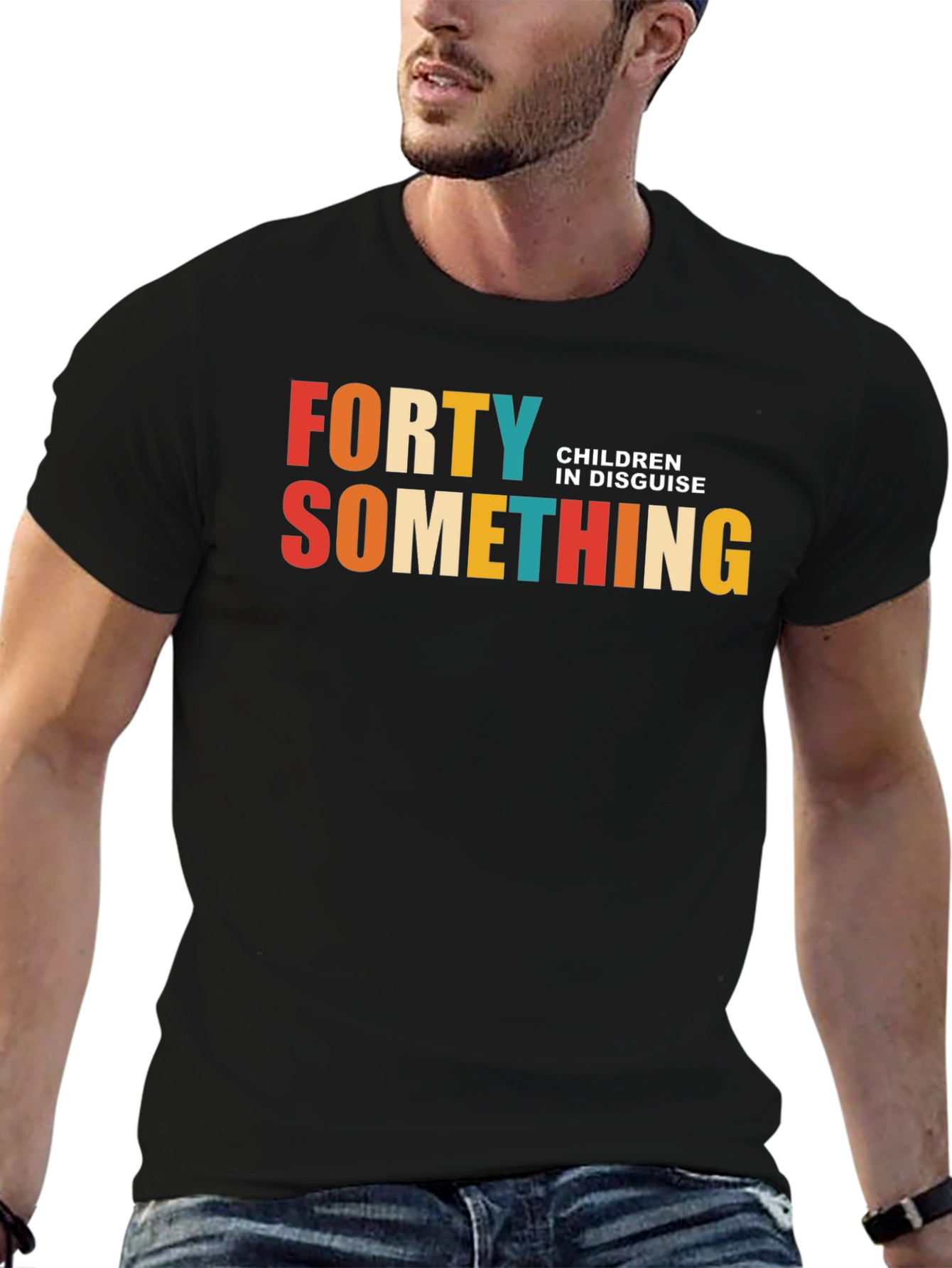 Forty Something Mens Black Graphic T-Shirt