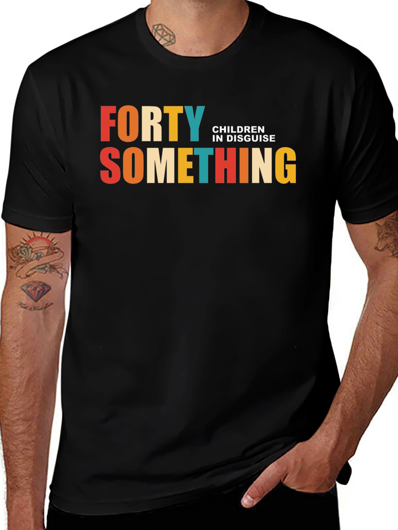 Forty Something Mens Black Graphic T-Shirt