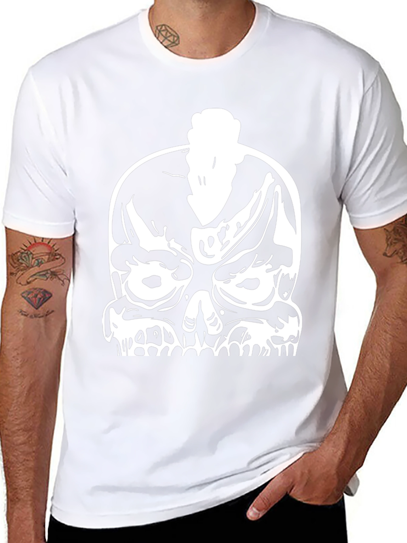 Skull Punk Graphic Tee - Bold Black Cotton T-Shirt