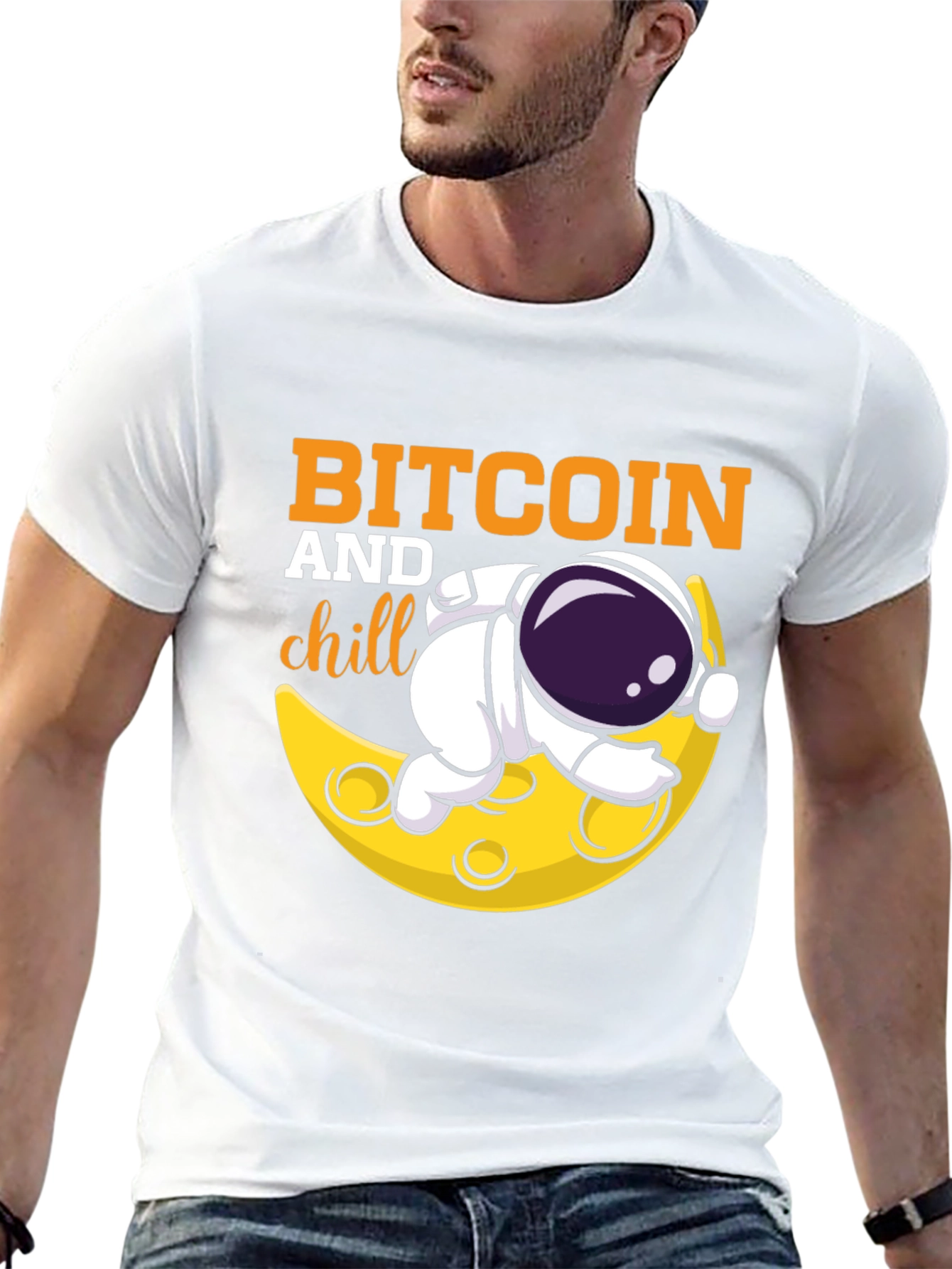Bitcoin and Chill Graphic Tee - Astronaut Moon Design