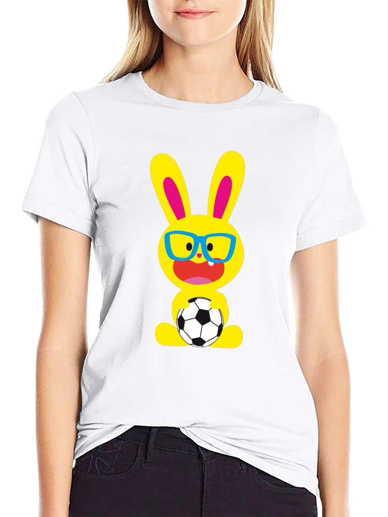 Funny Soccer Bunny Graphic T-Shirt