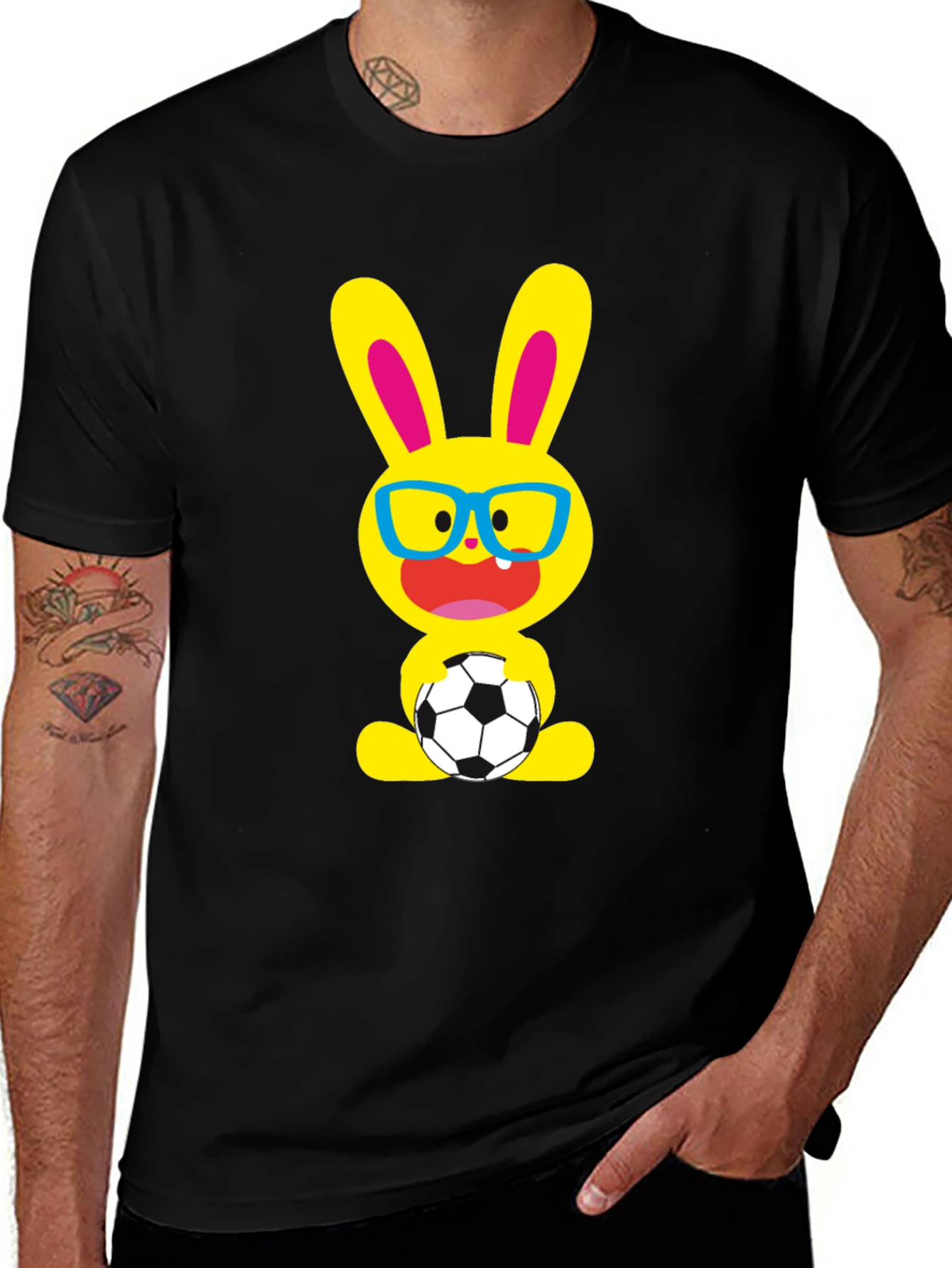 Funny Soccer Bunny Graphic T-Shirt