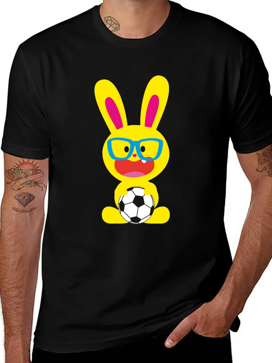 Funny Soccer Bunny Graphic T-Shirt