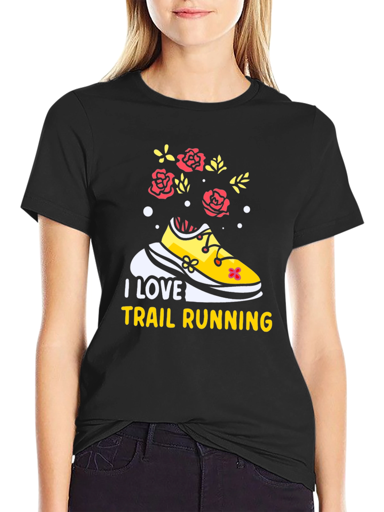 I Love Trail Running Black Graphic Tee