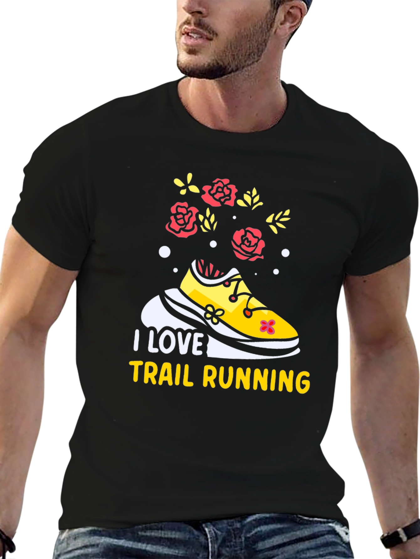 I Love Trail Running Black Graphic Tee