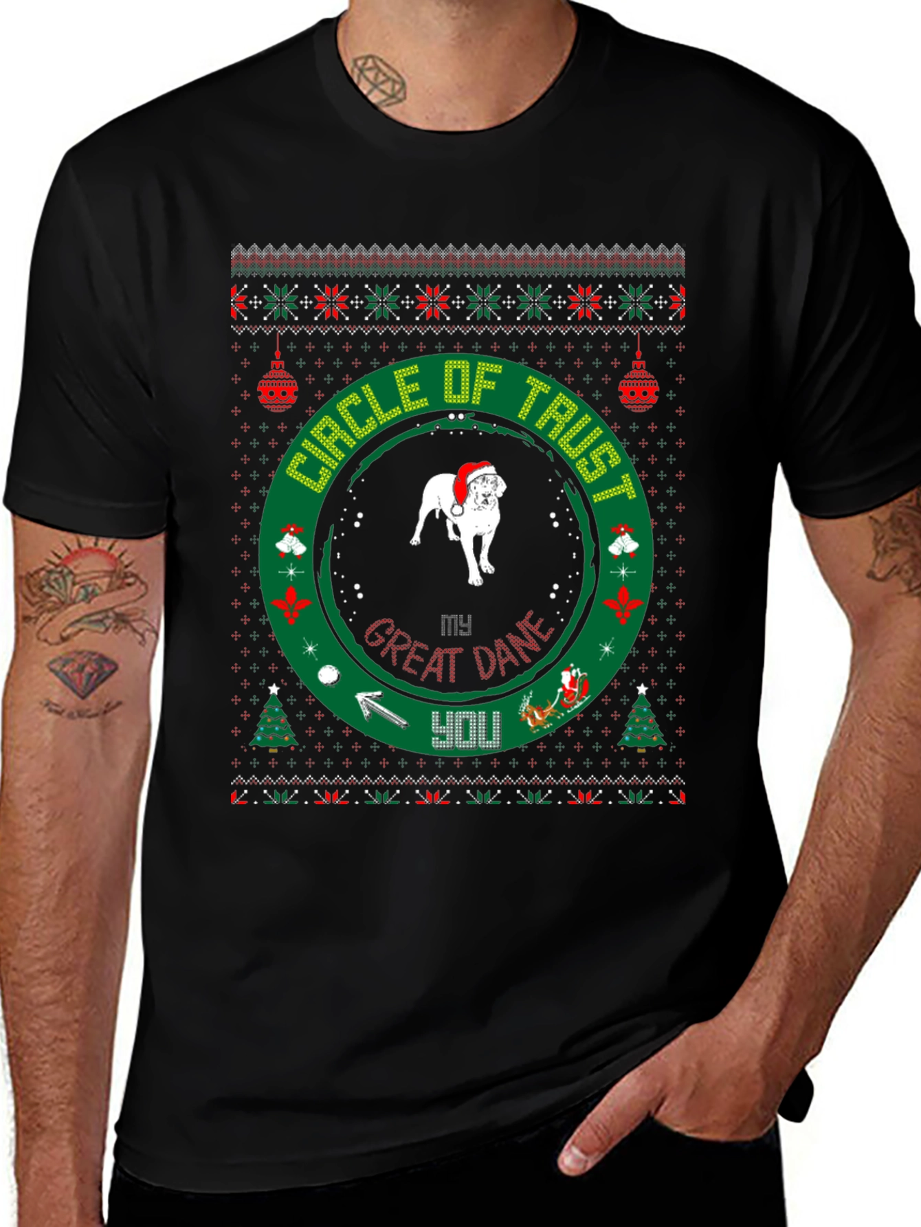 Great Dane Christmas Circle of Trust T-Shirt