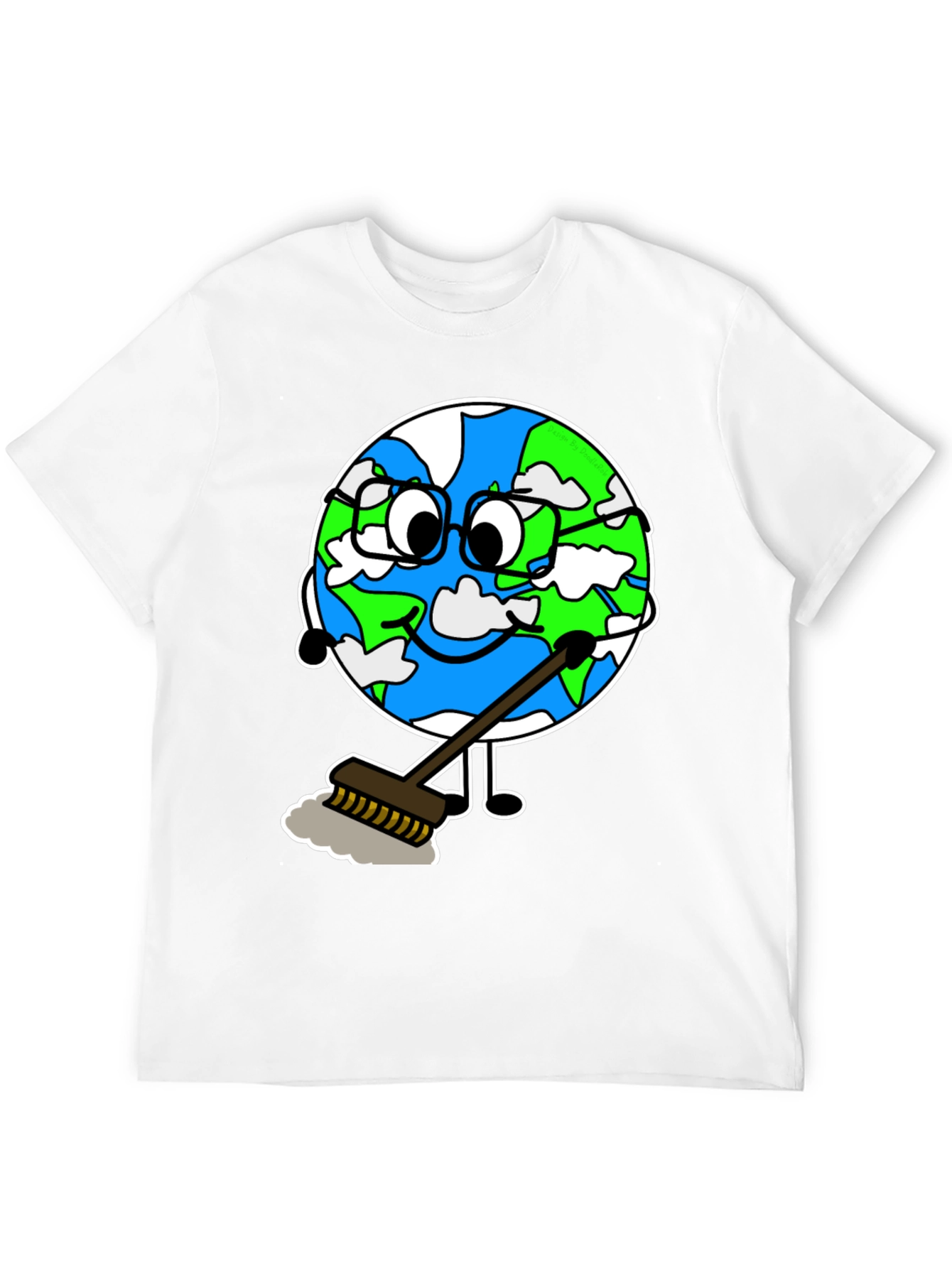 Earth Day T-Shirt: Cartoon Earth Sweeping