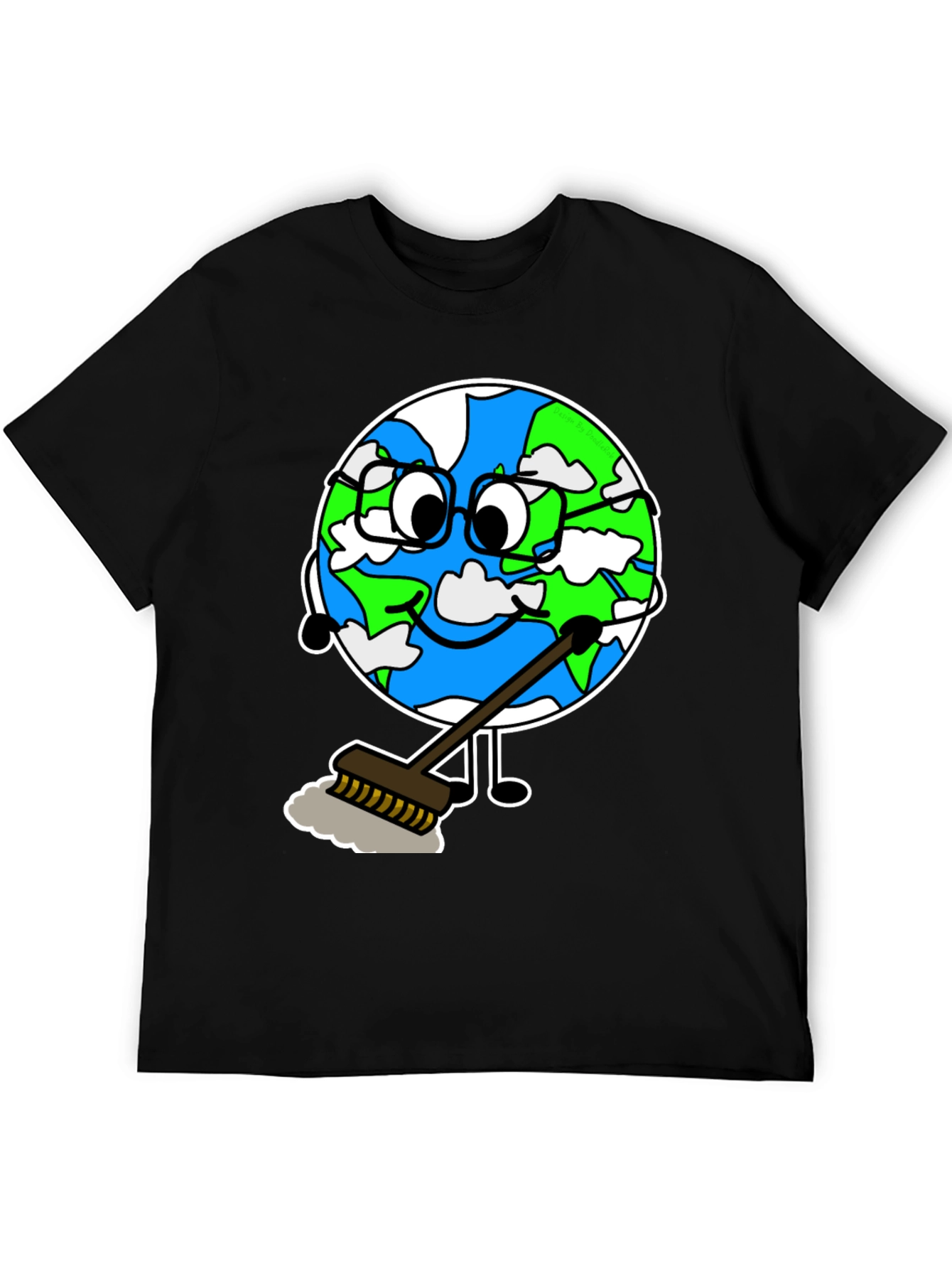 Earth Day T-Shirt: Cartoon Earth Sweeping