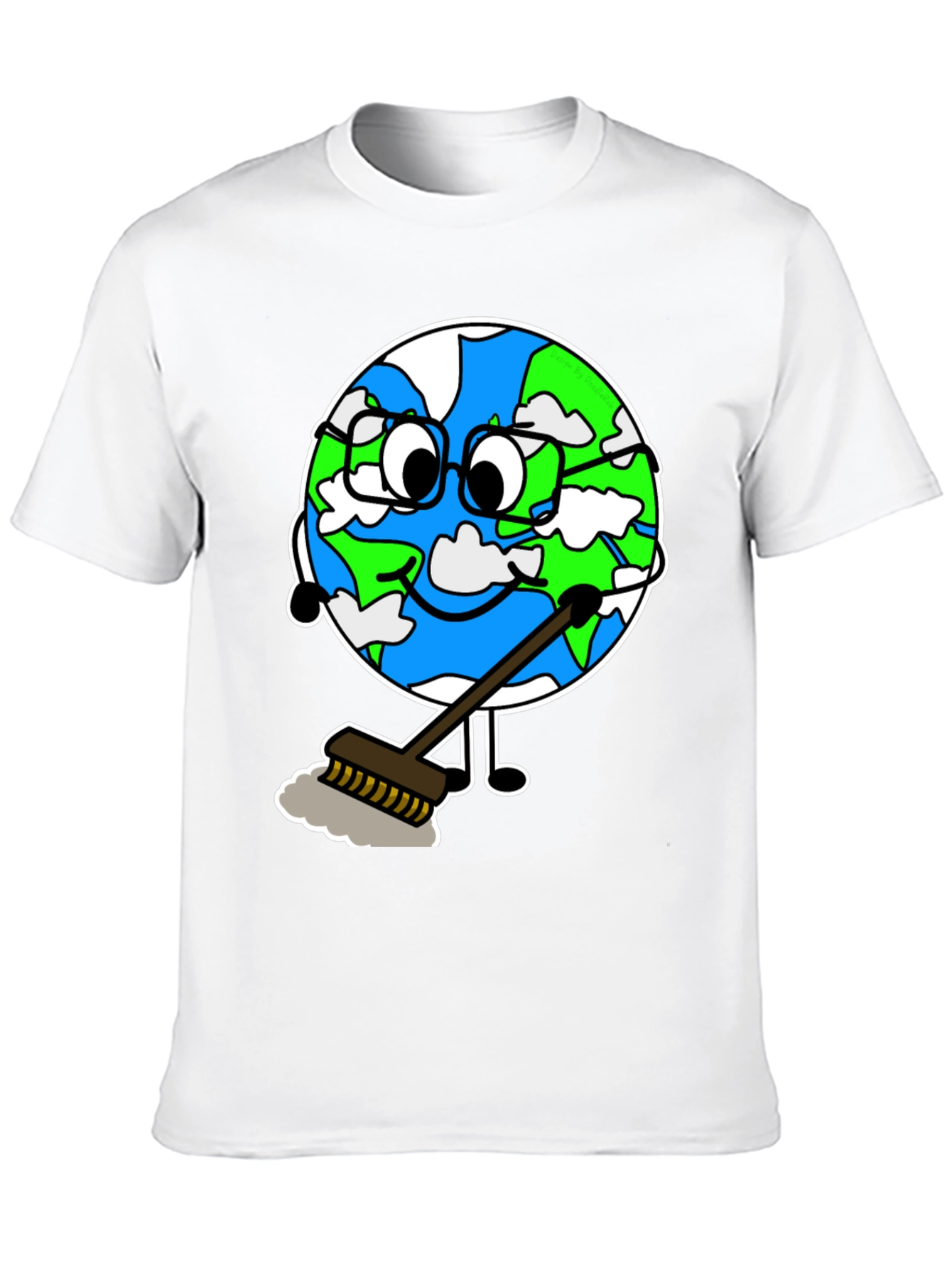 Earth Day T-Shirt: Cartoon Earth Sweeping
