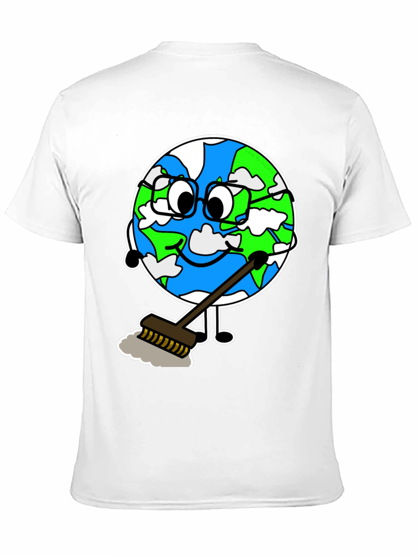 Earth Day T-Shirt: Cartoon Earth Sweeping