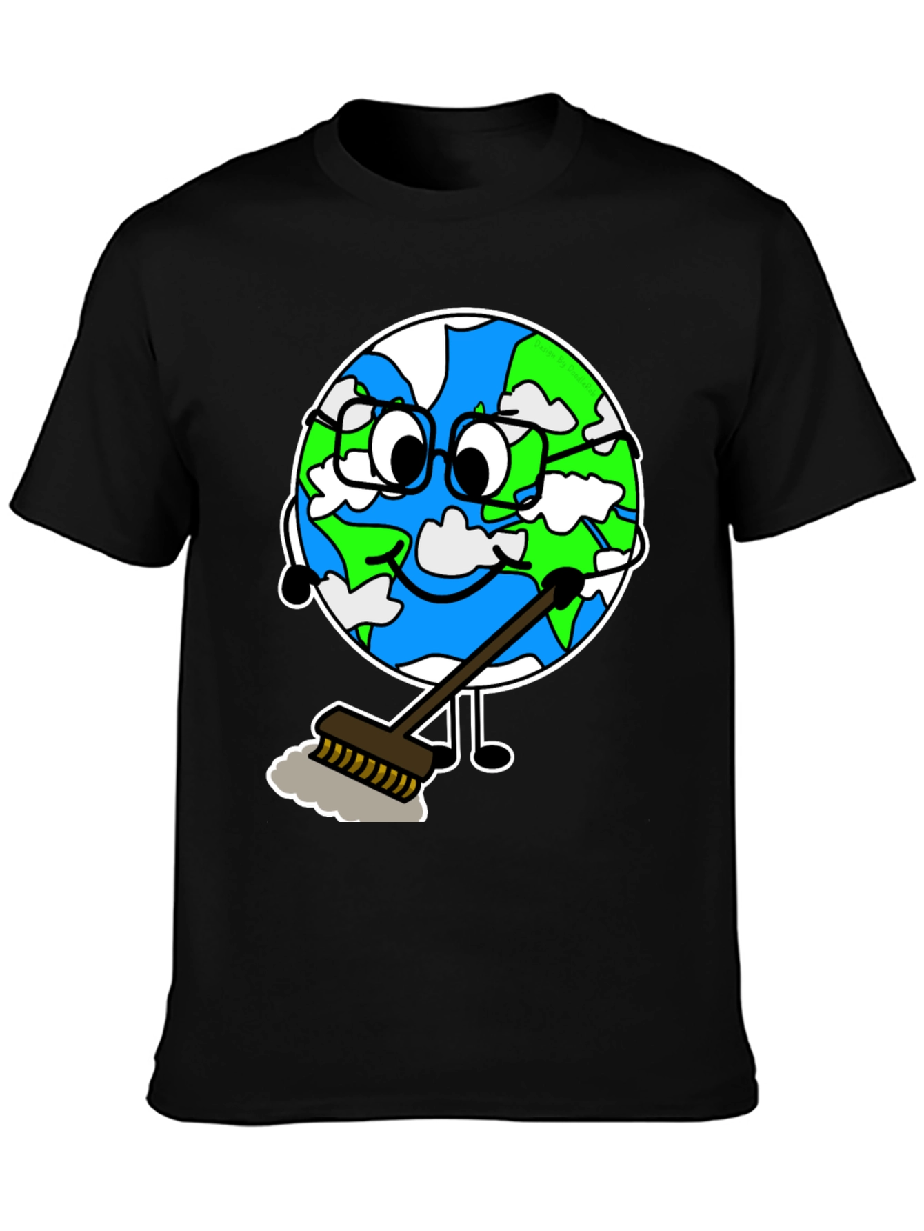 Earth Day T-Shirt: Cartoon Earth Sweeping
