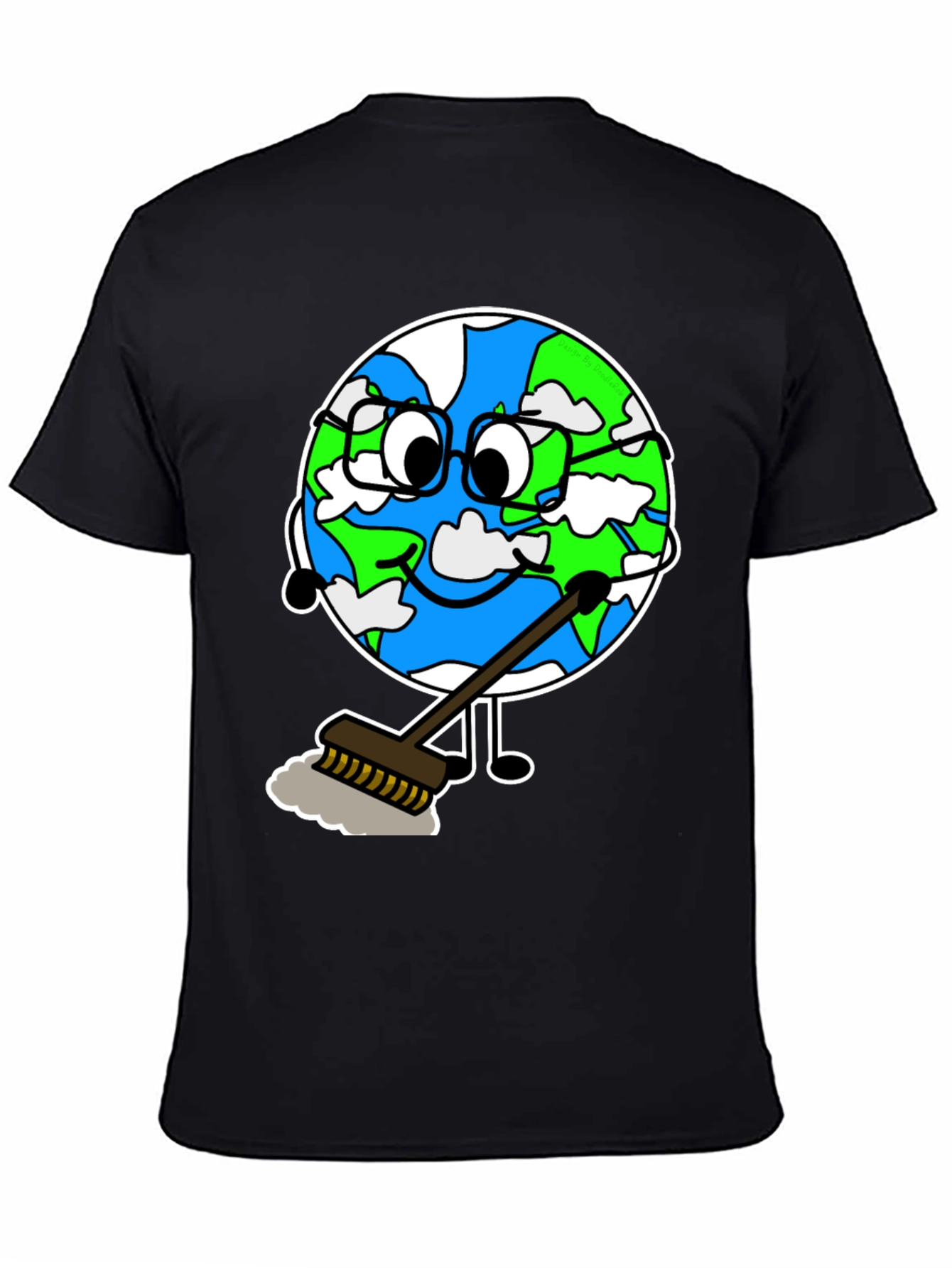 Earth Day T-Shirt: Cartoon Earth Sweeping