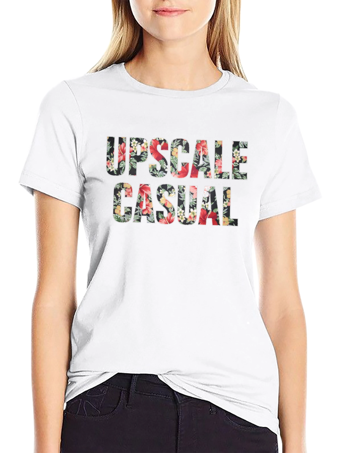 Upscale Casual Floral Print Tee