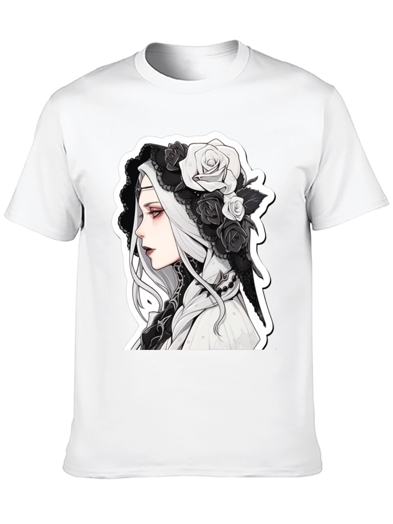 Gothic Floral T-Shirt - Anime Style