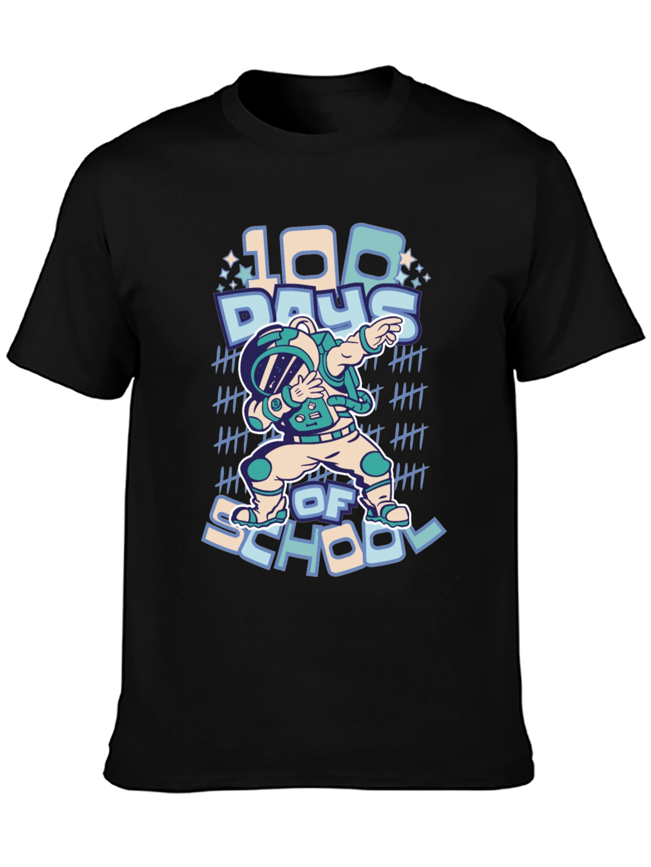 100 Days of School Dab Astronaut Black T-Shirt