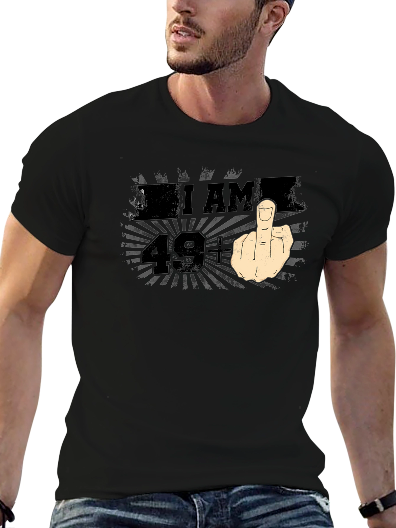 I AM 49+ Middle Finger Graphic T-Shirt