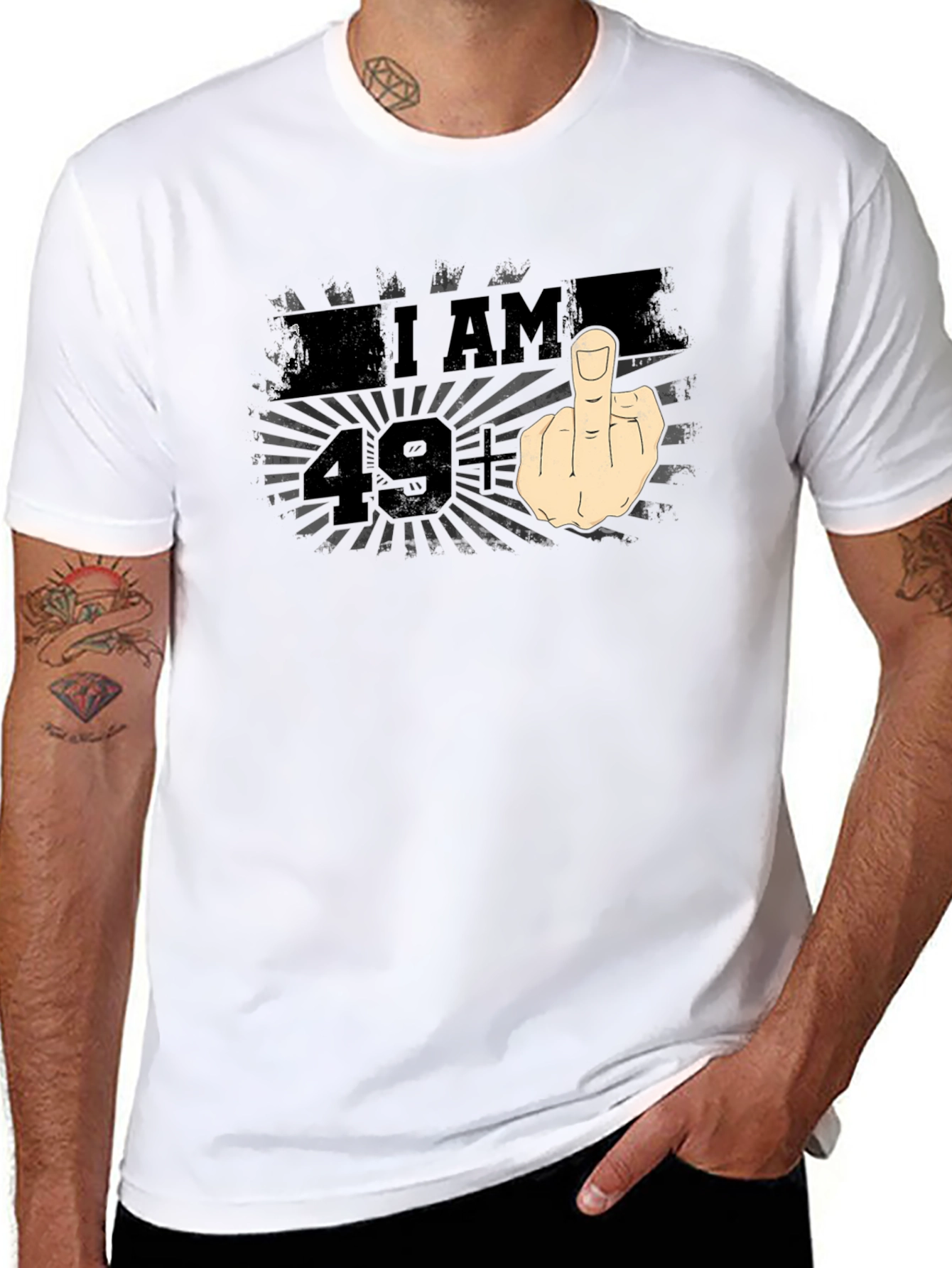 I AM 49+ Middle Finger Graphic T-Shirt