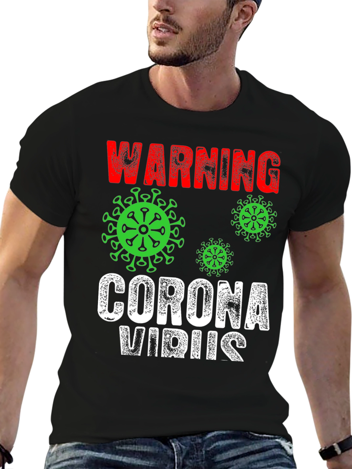 Warning Coronavirus T-Shirt Black Novelty Tee
