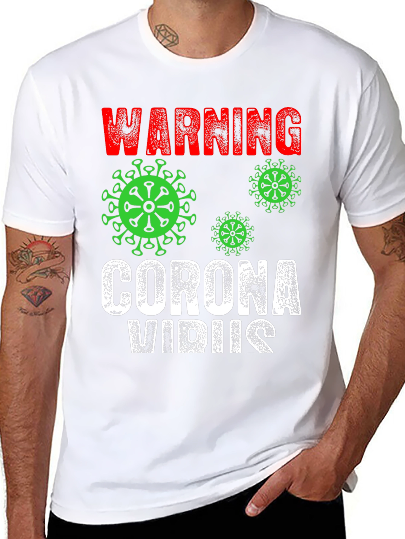 Warning Coronavirus T-Shirt Black Novelty Tee
