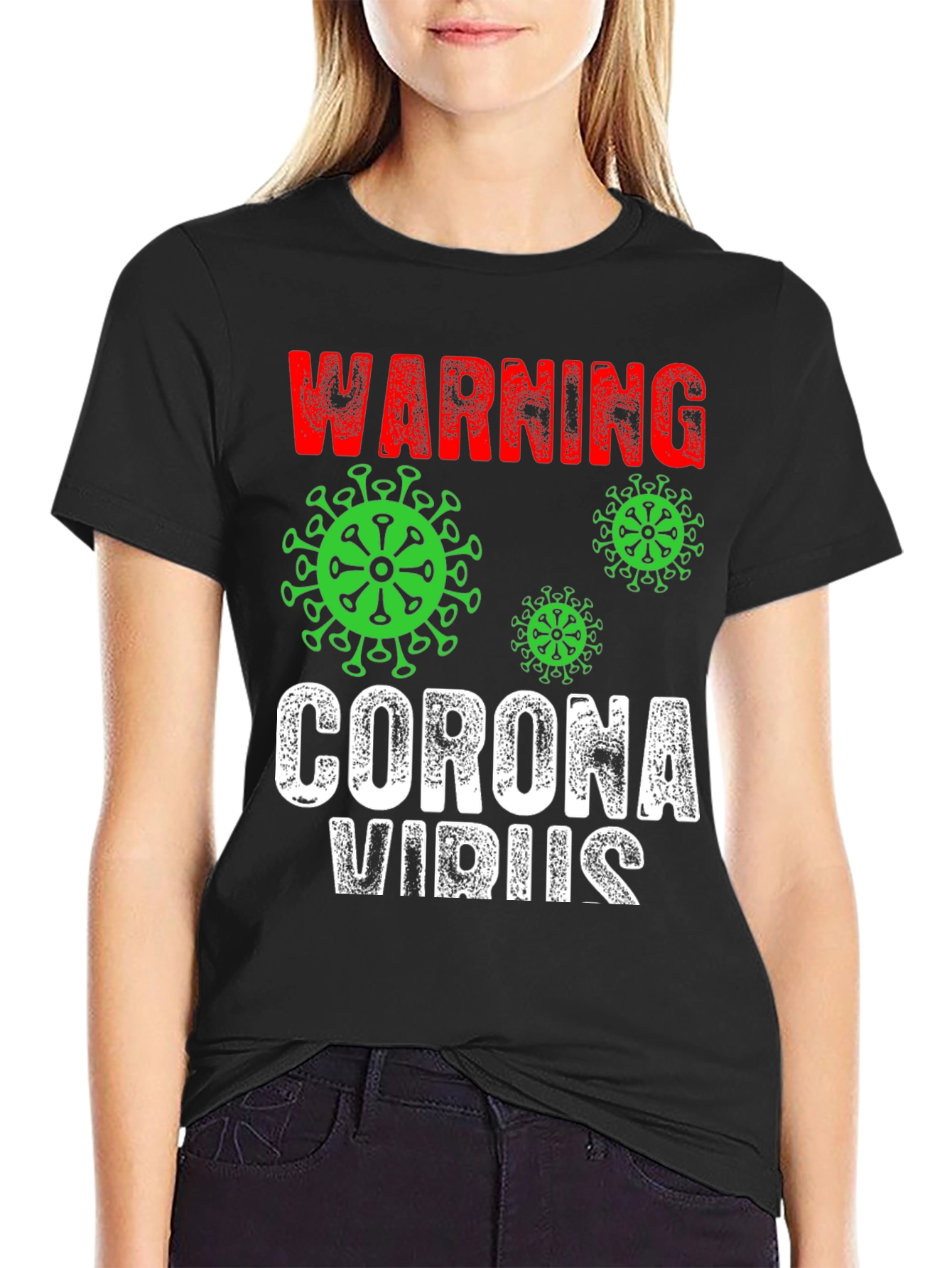 Warning Coronavirus T-Shirt Black Novelty Tee
