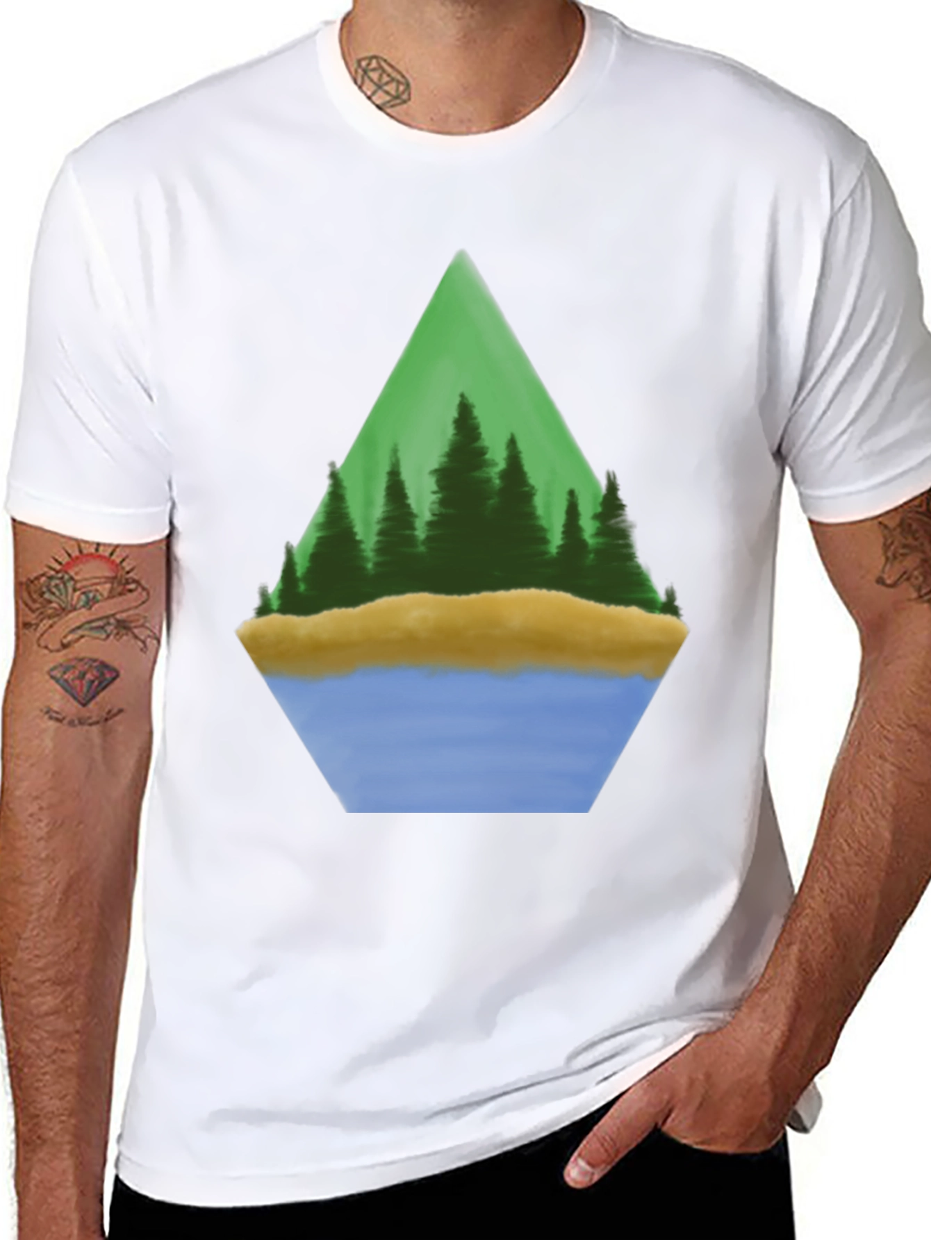 Nature Scene Graphic Tee - Black Cotton Blend