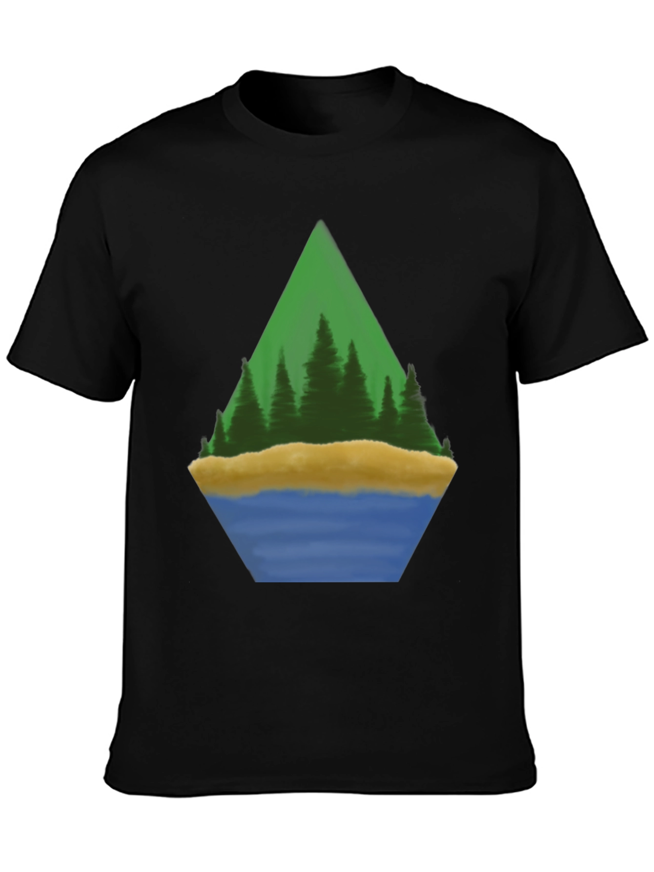 Nature Scene Graphic Tee - Black Cotton Blend