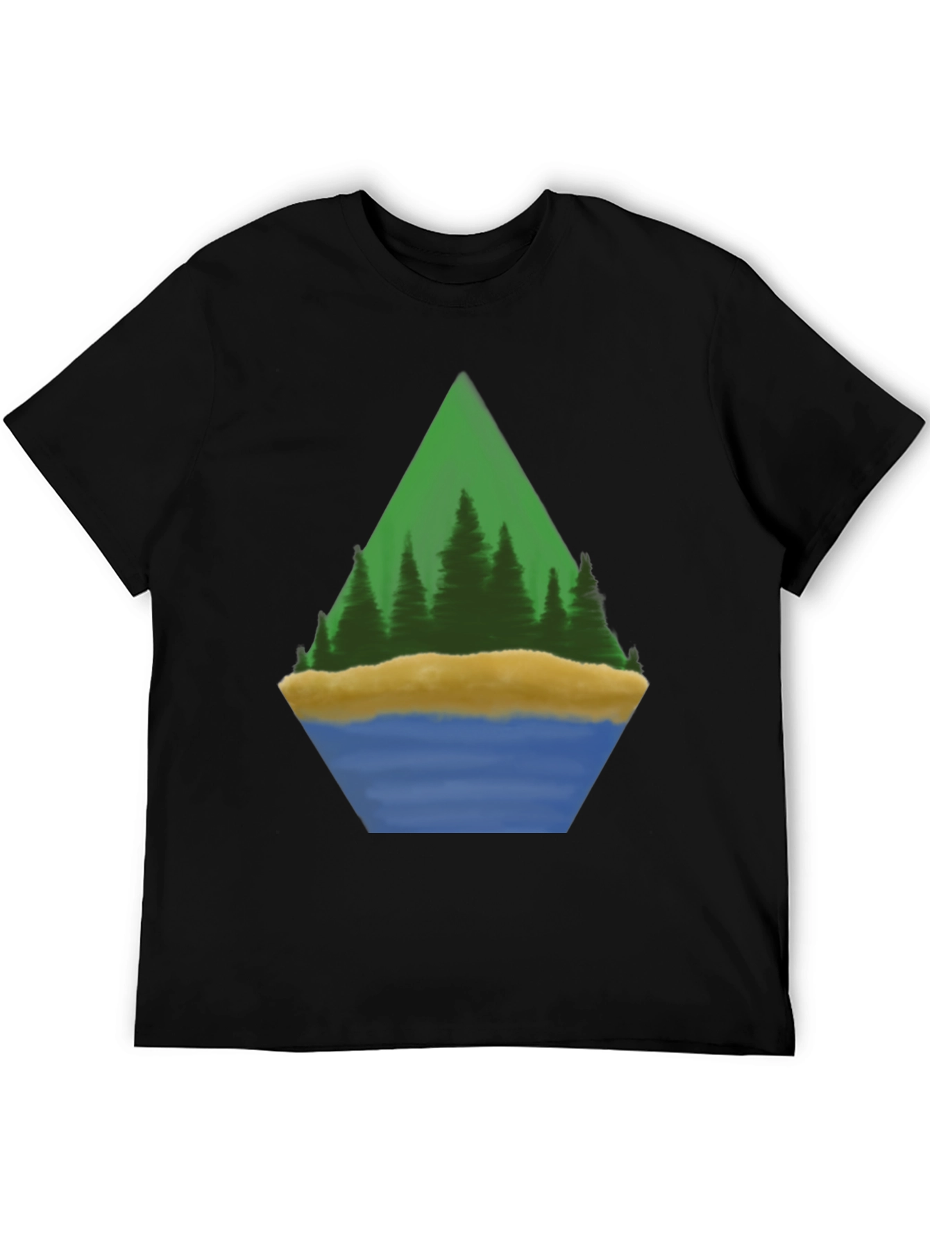 Nature Scene Graphic Tee - Black Cotton Blend