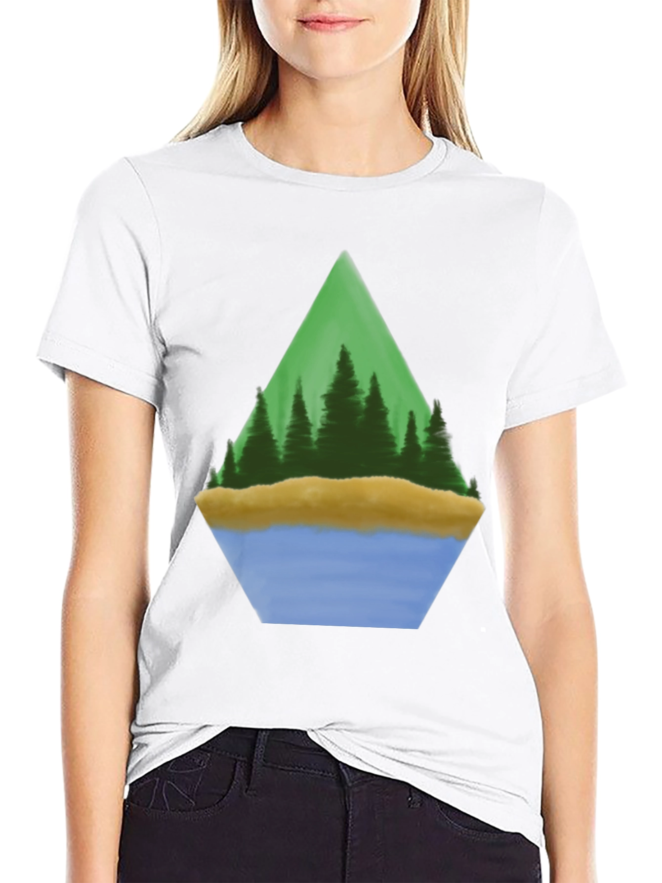 Nature Scene Graphic Tee - Black Cotton Blend