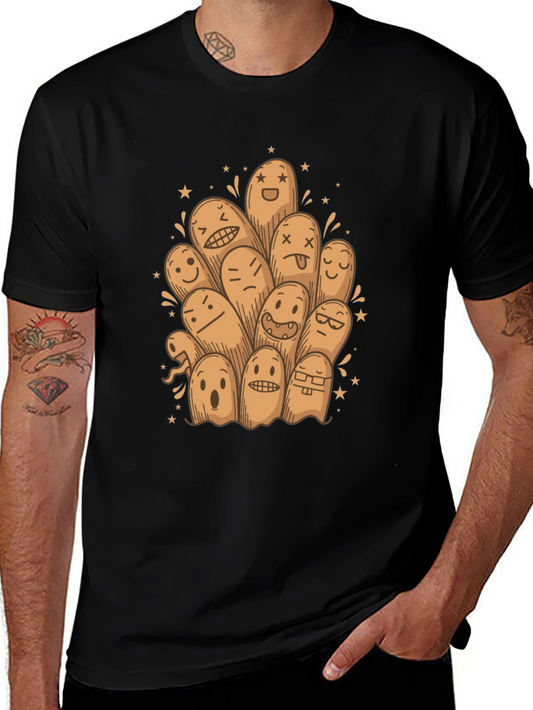 Funny Ghost Doodle Black T-Shirt