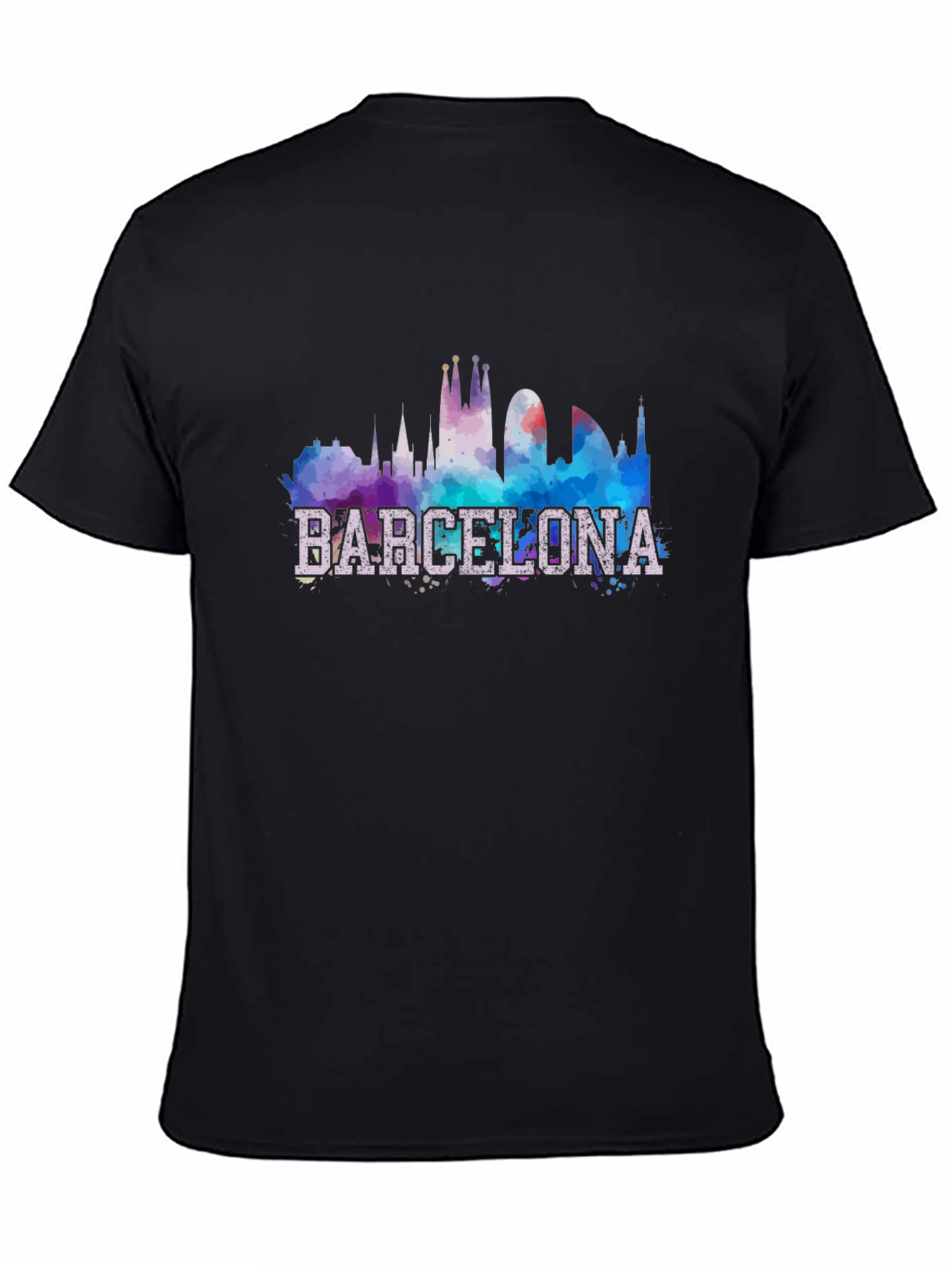 Barcelona Skyline Graphic Black T-Shirt
