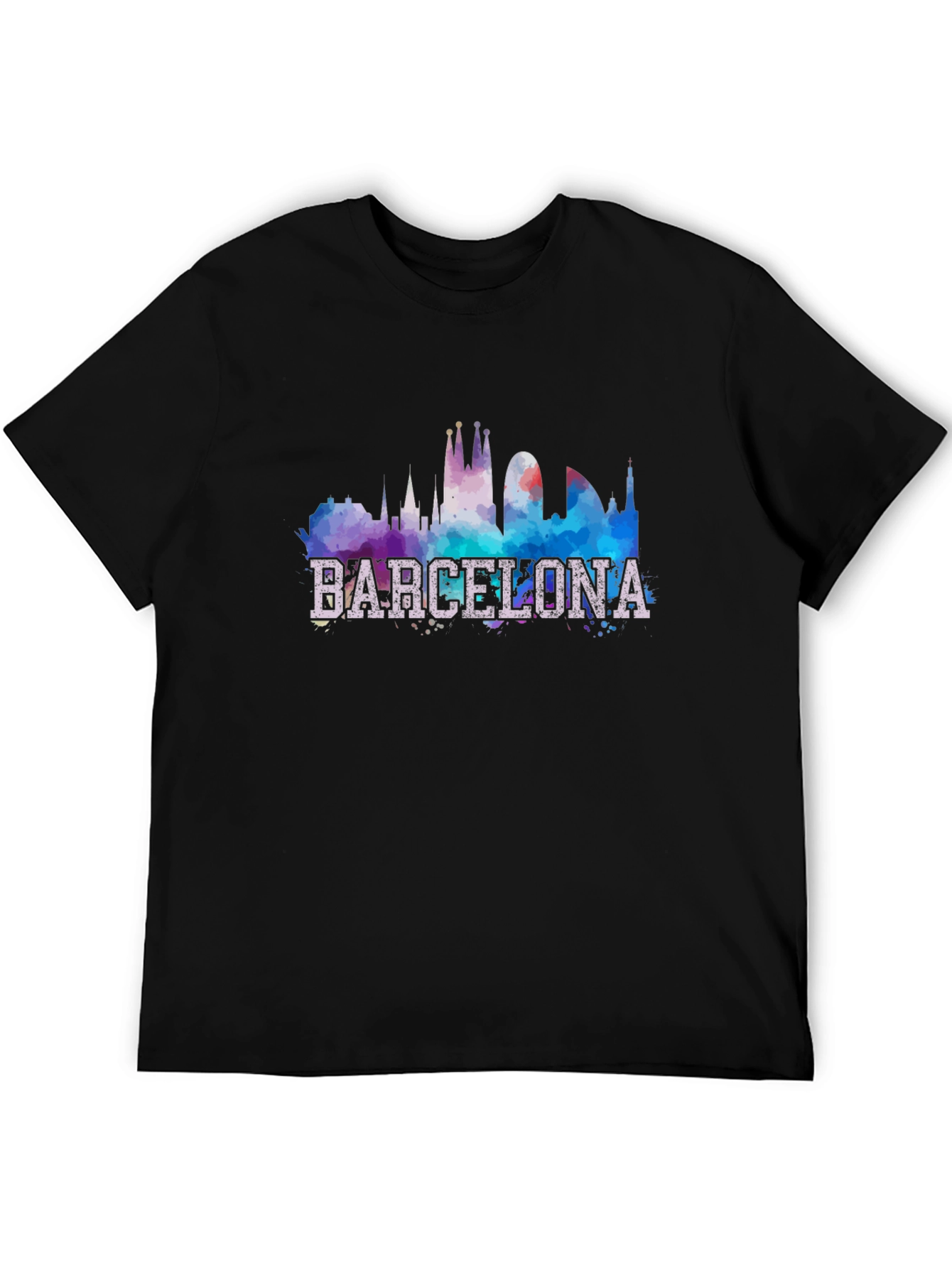 Barcelona Skyline Graphic Black T-Shirt