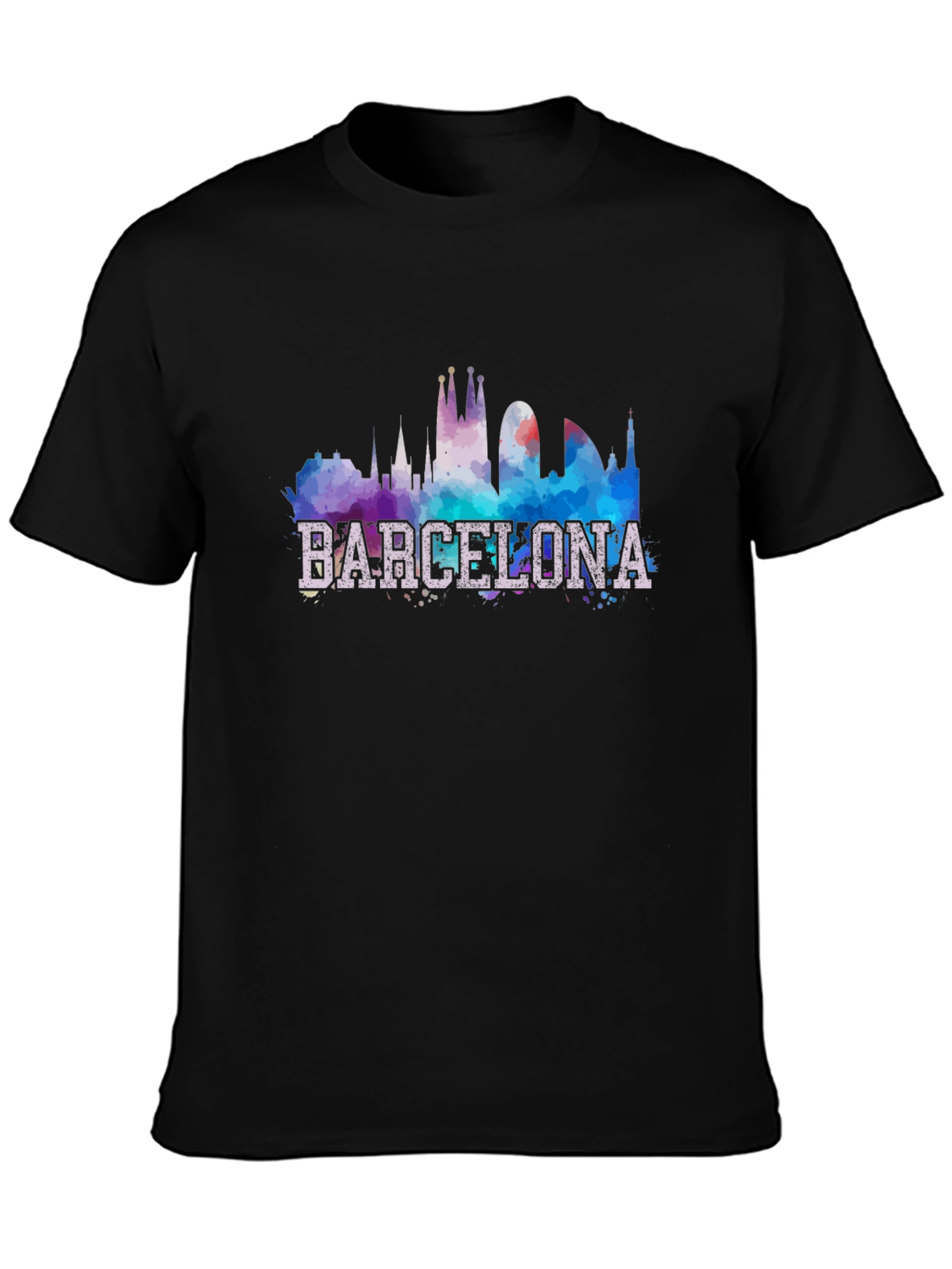 Barcelona Skyline Graphic Black T-Shirt